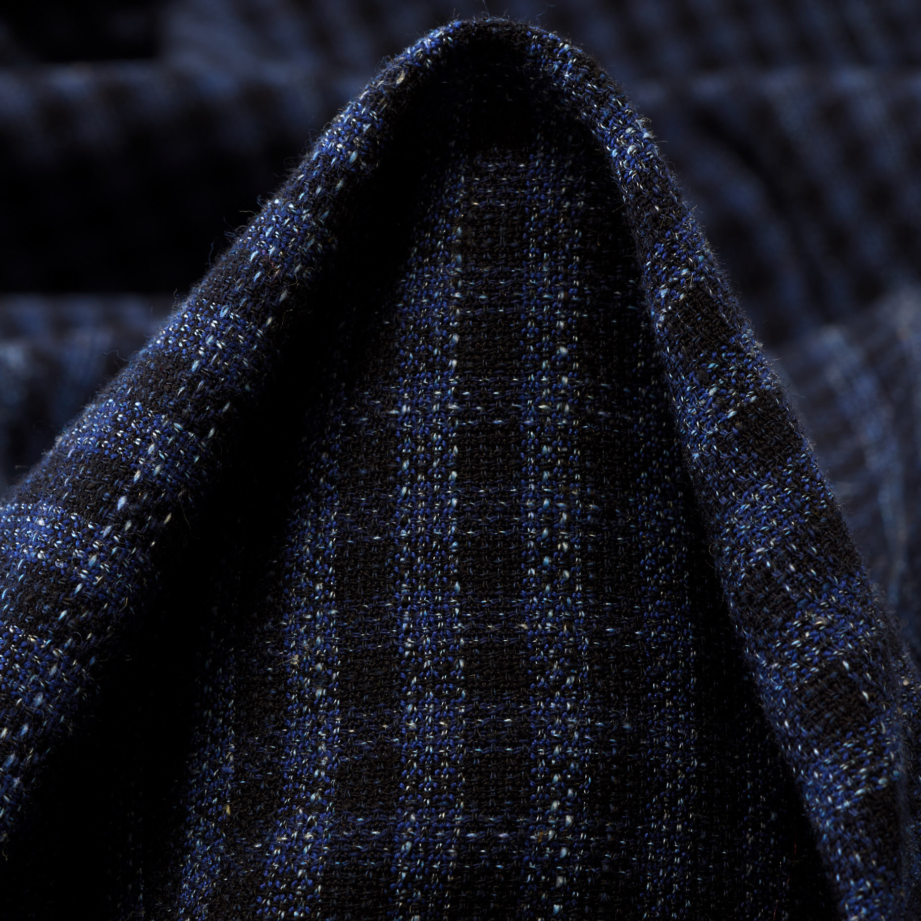 LUXURY WOOL, COTTON, CHECK, DEEP COBALT (F000036393)