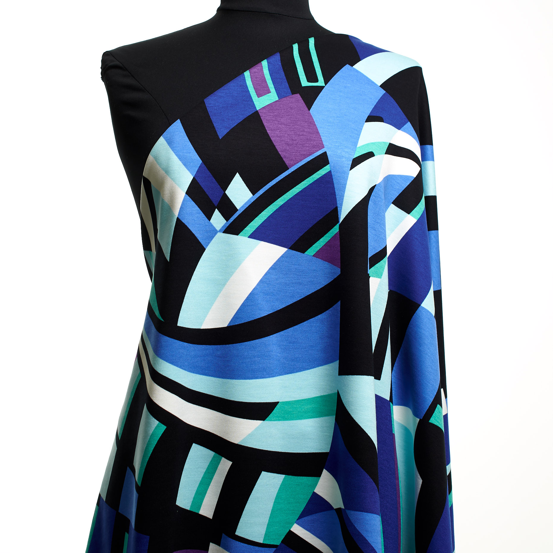 Jersey, Viscosa, Elástico, Cornflower Blue&Electric Green (F000046947) - Maniquí