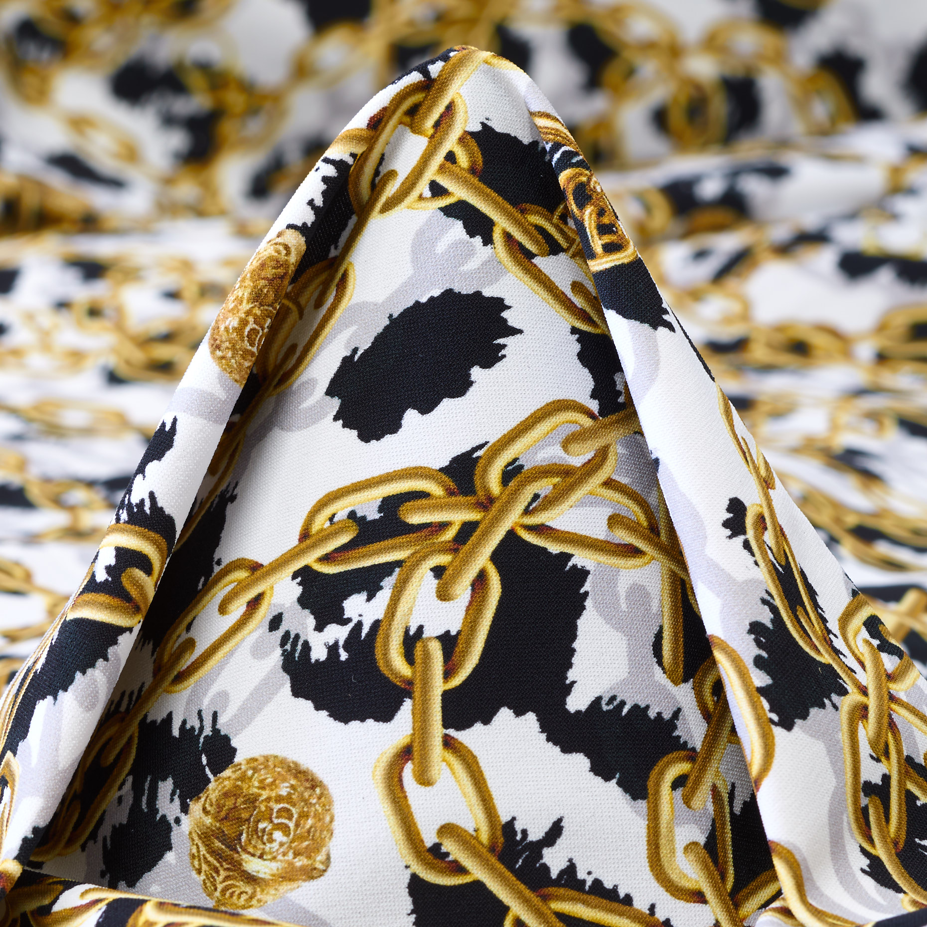 Techno Jersey, Imprimé, Haute Elasticité, Brilliant White&Gilded Beige (F000041443)