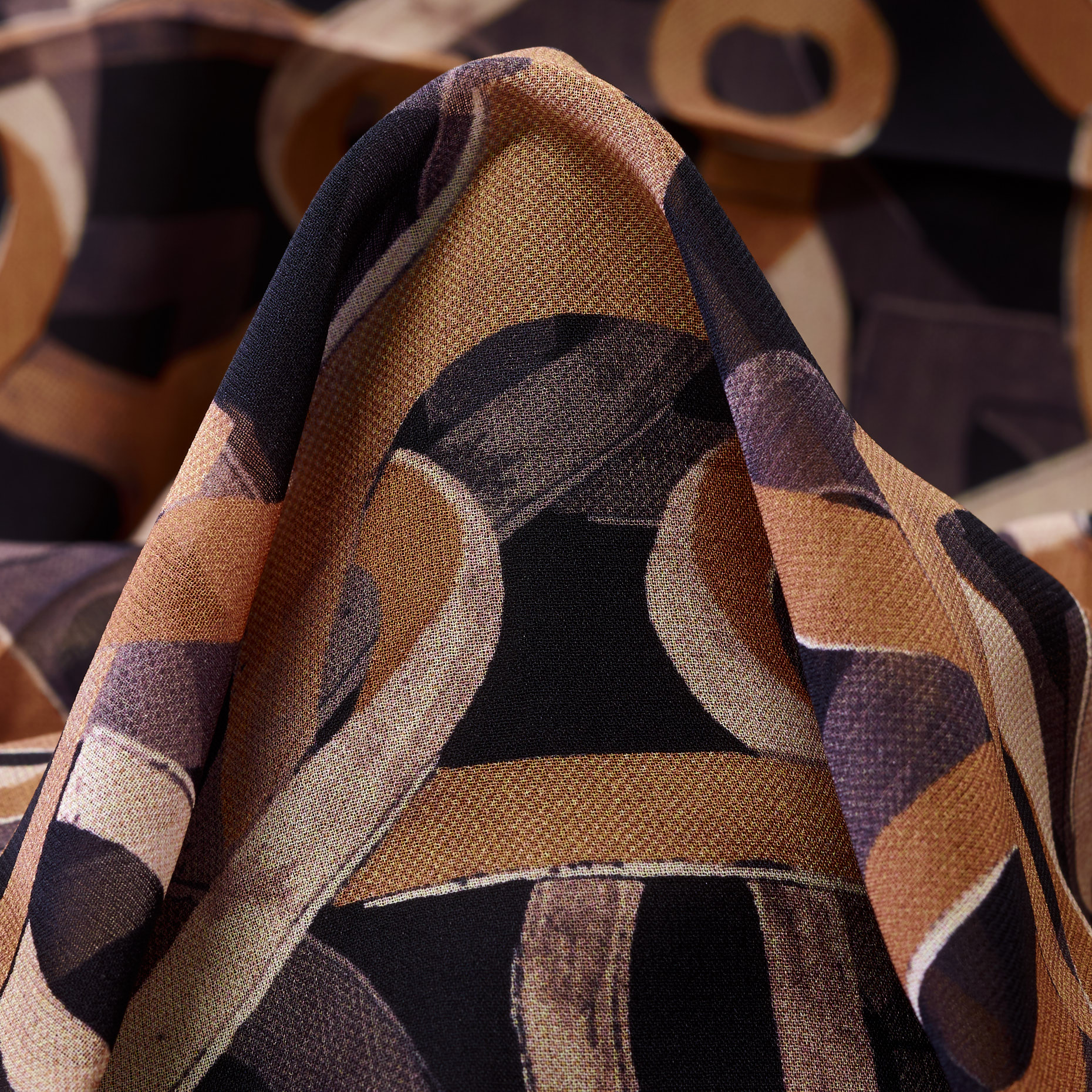 Chiffon, Seta, Stampato, Carbon&Shrimp (F000043643)