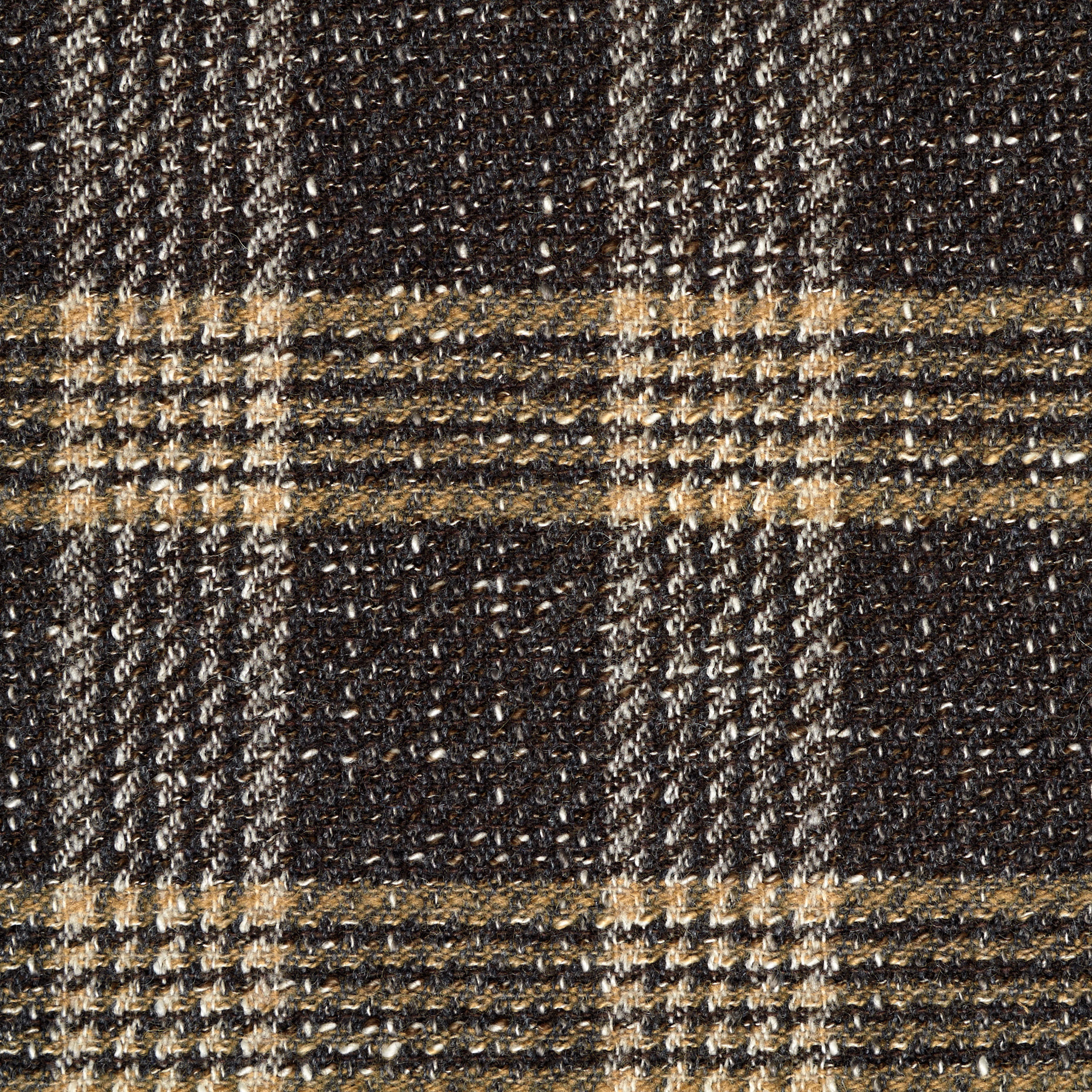 WOOL BLEND, CHECK, BLACK BEAN&IRISH CREAM (F000044722) - Texture