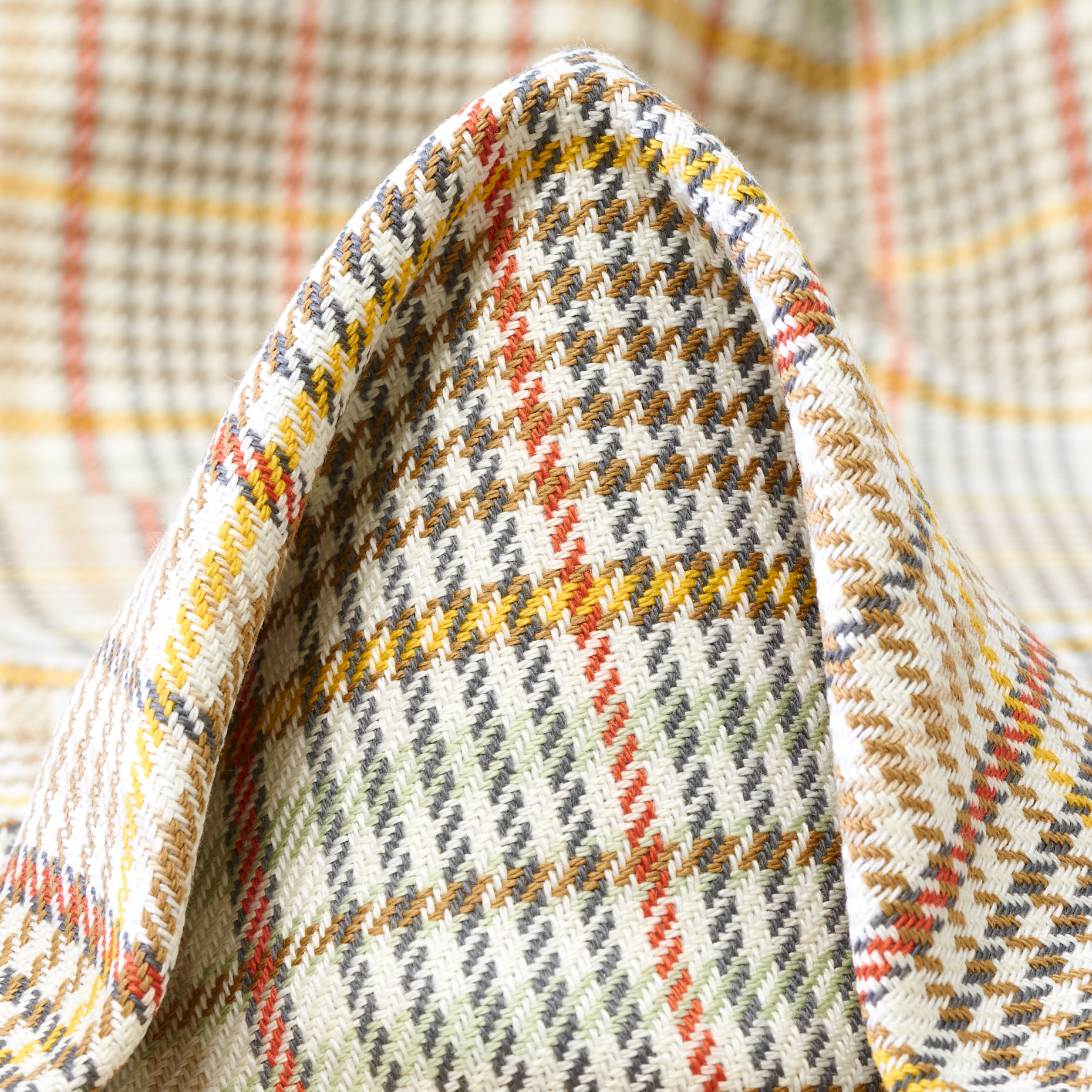 DOUBLE, COTTON, CHECK, IVORY&SAND (F000038747)