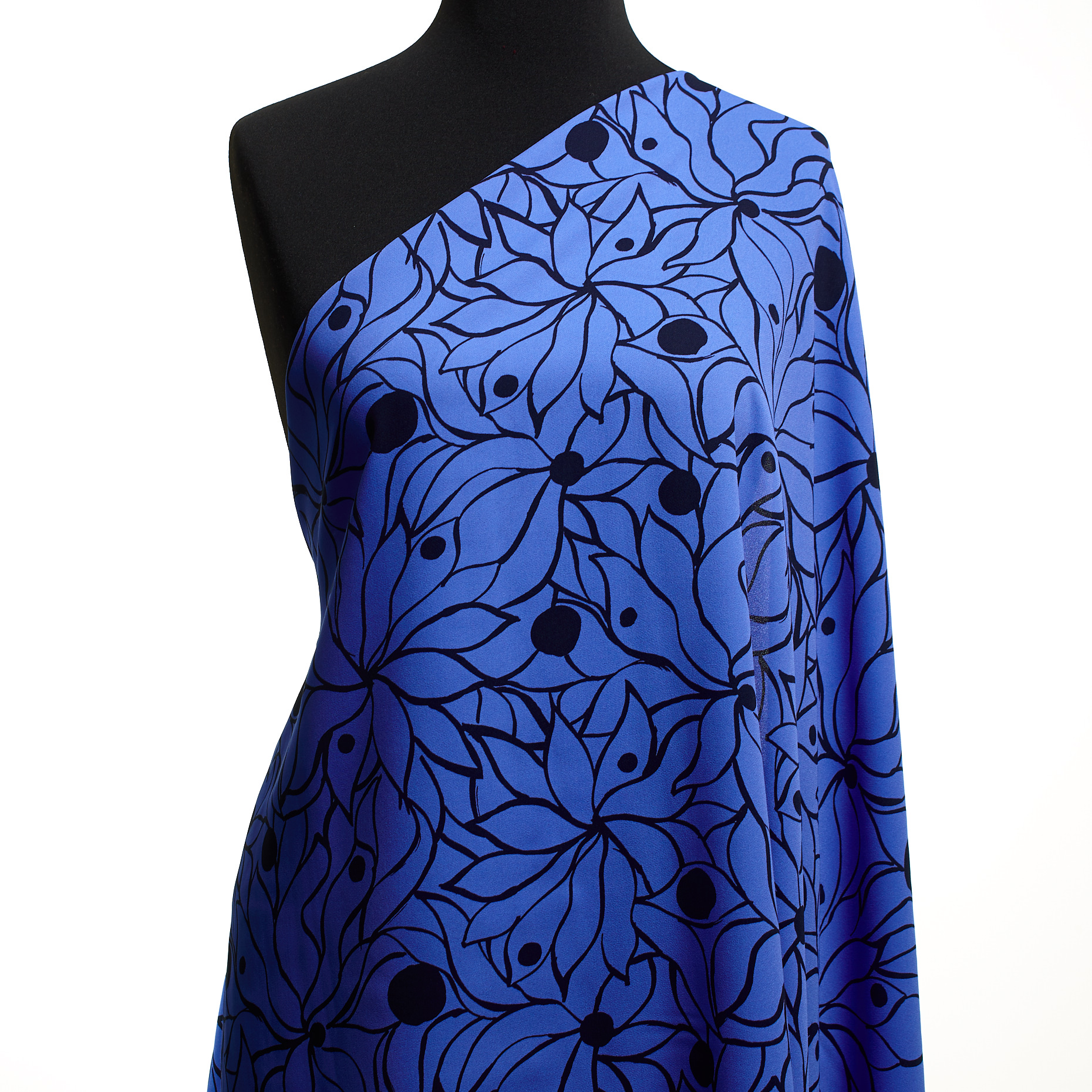 Crêpe De Chine, Viscosa, Estampado, Cornflower Blue&Parisian Night (F000049502) - Maniquí