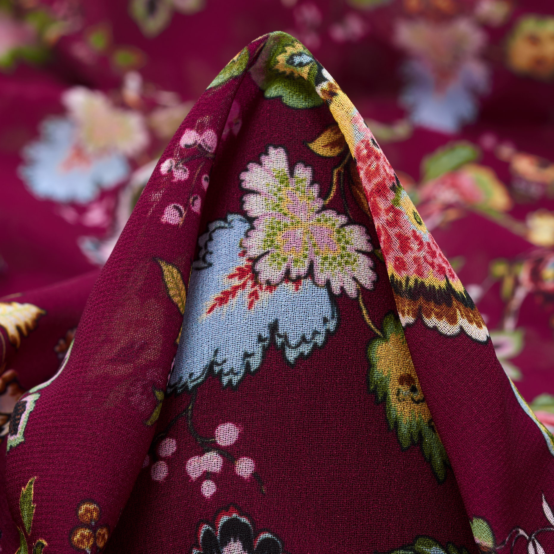 Krepa, Wydrukowany, Burgundy&Angel Falls (F000042138)