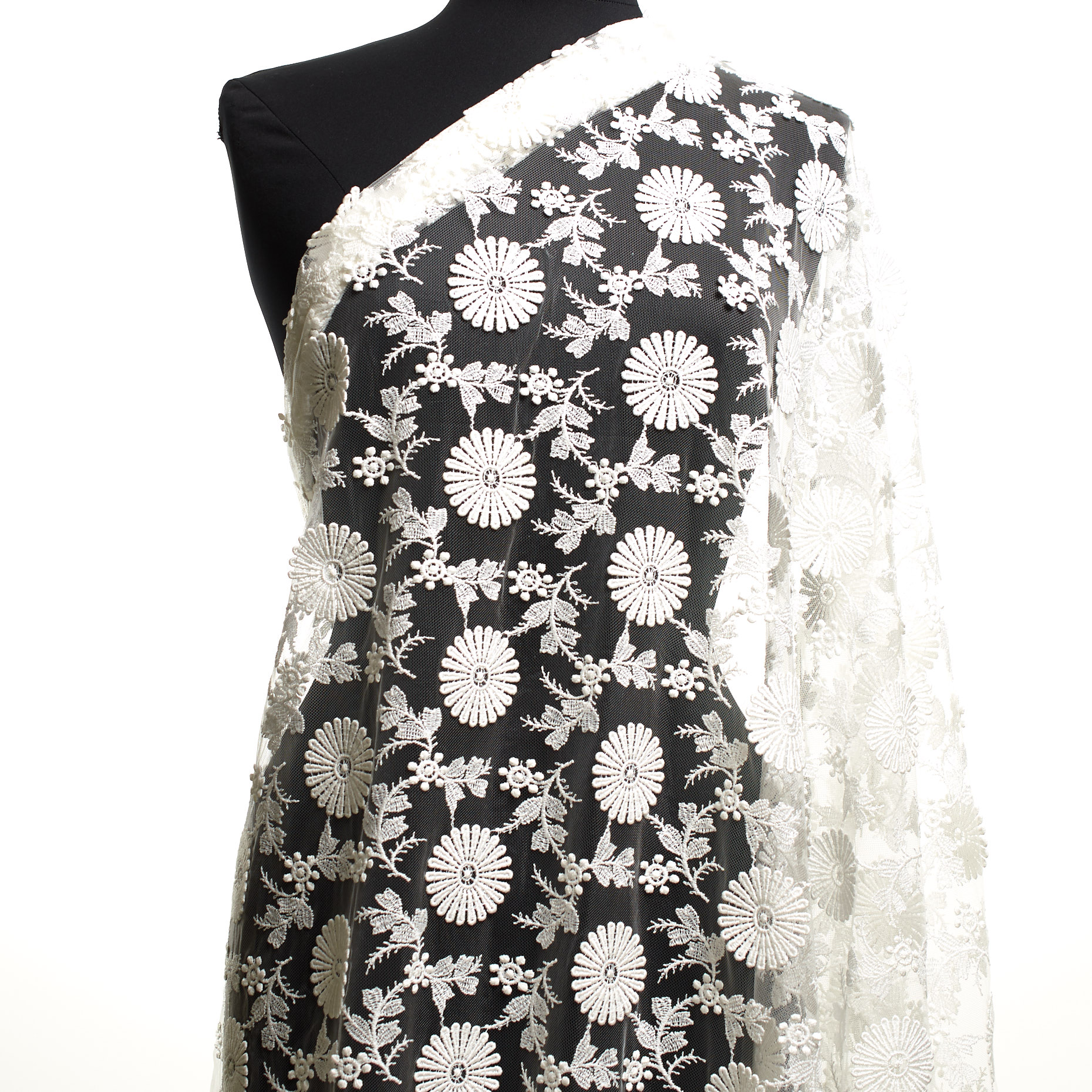 Tulle, Ricamato, Floreale, Snow White (B0000038) - Manichino