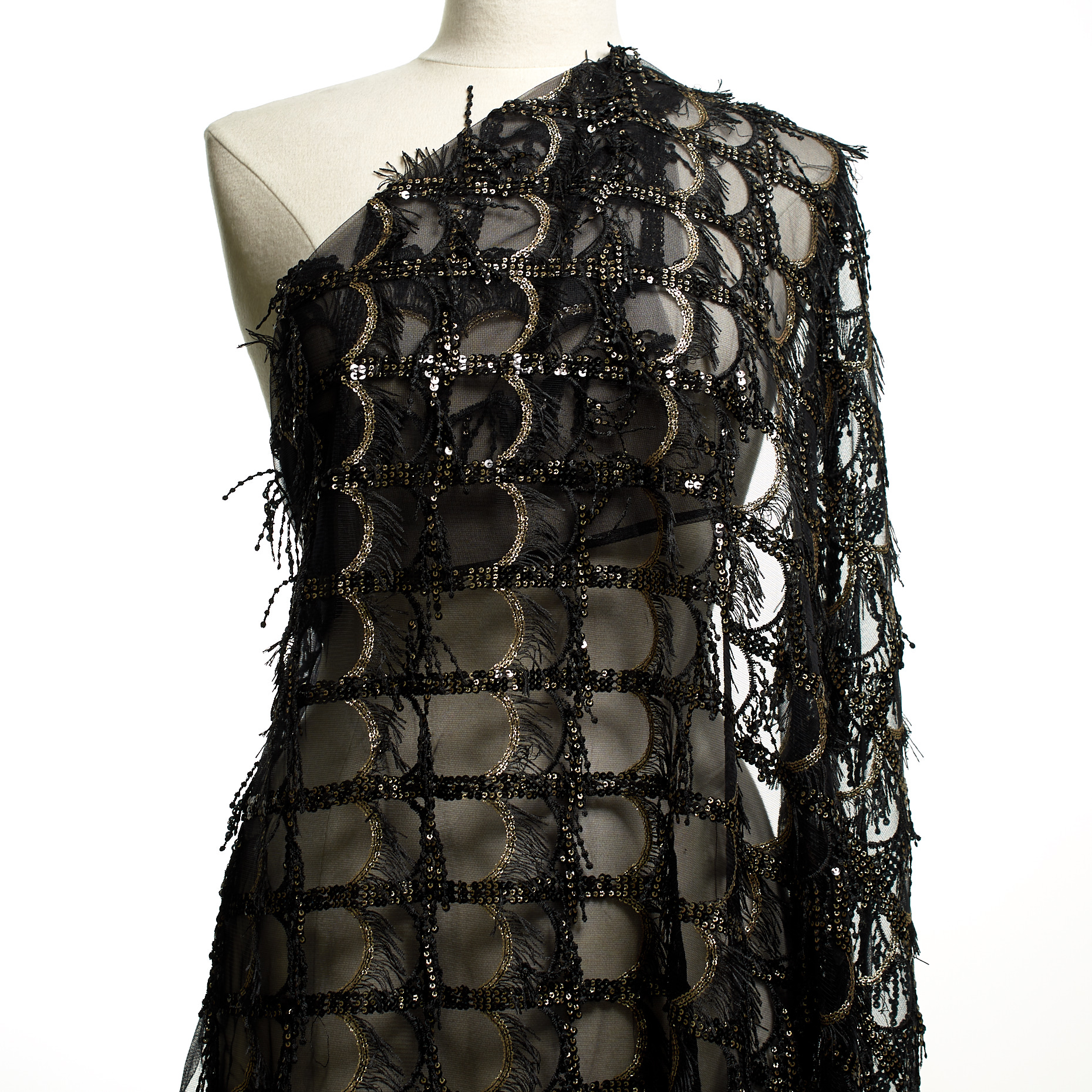 TULLE, SEQUIN, SHIMMERING, RAVEN BLACK&RED GOLD (F000045477) - Mannequin
