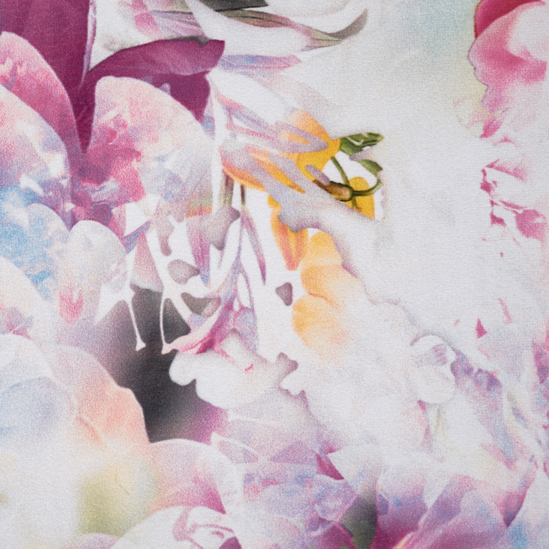 Szyfon, Drukowane, Kwiatowy, Brilliant White&Azalea Pink (F000032457) - Tkana