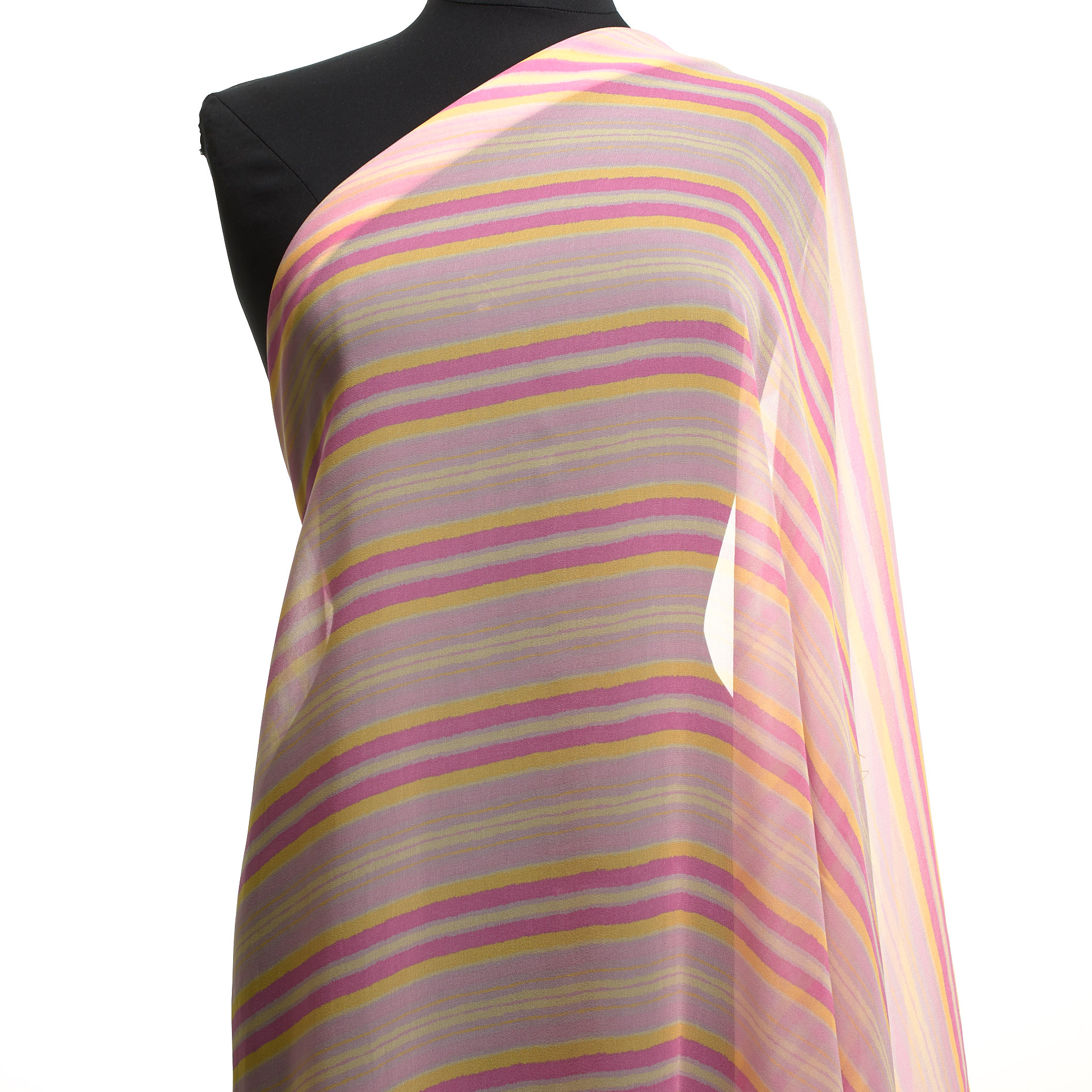 Soie, Crêpe De Chine, Rayé, Strawberry Moon (F000034302) - Mannequin