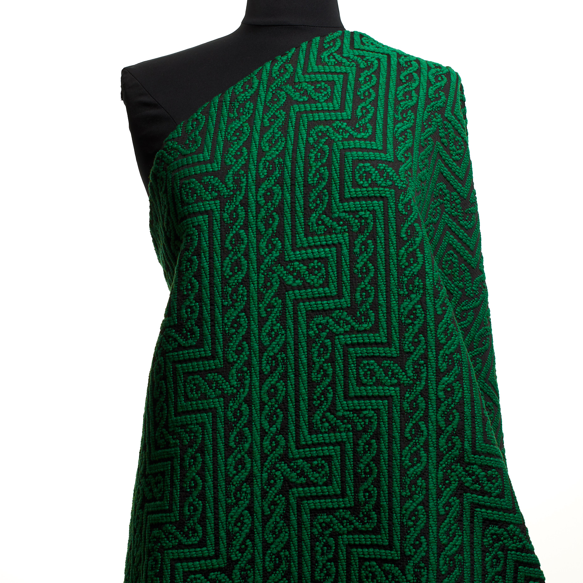 Jacquard, Coton, Ornement, Raven Black&Smaragd (P000004410) - Mannequin