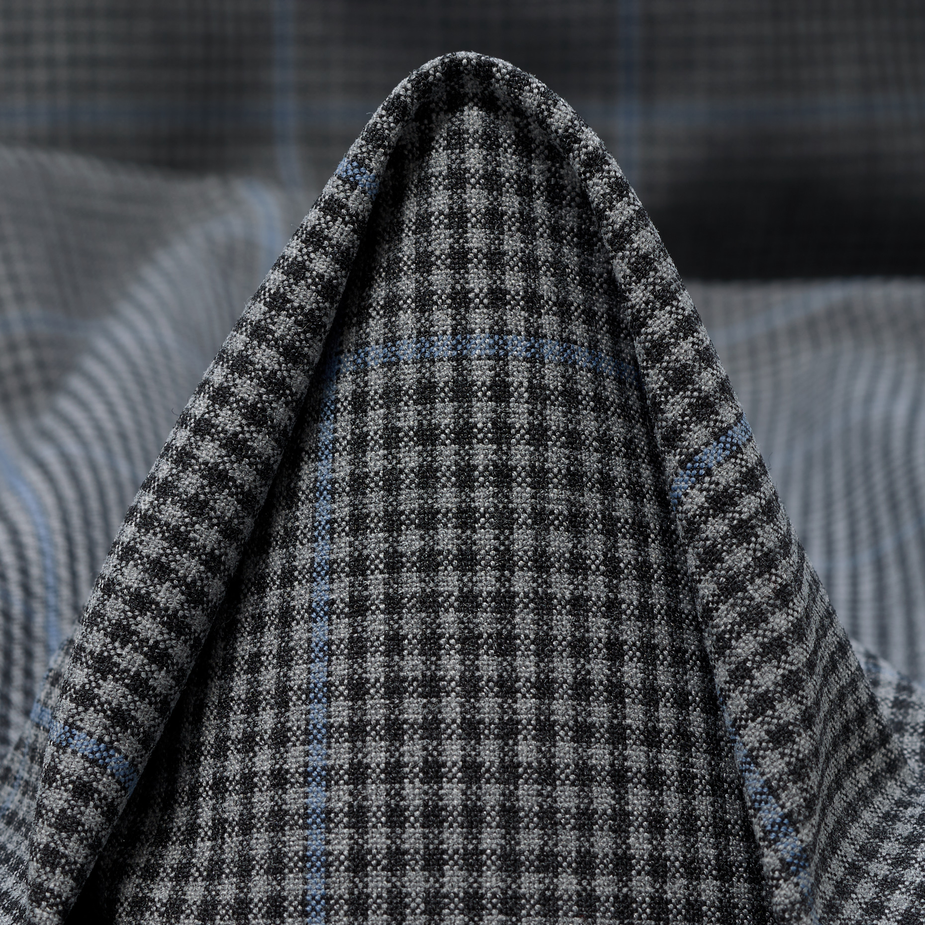 VISCOSE BLEND, CHECK, ELASTIC, WEATHERVANE&AIRY BLUE