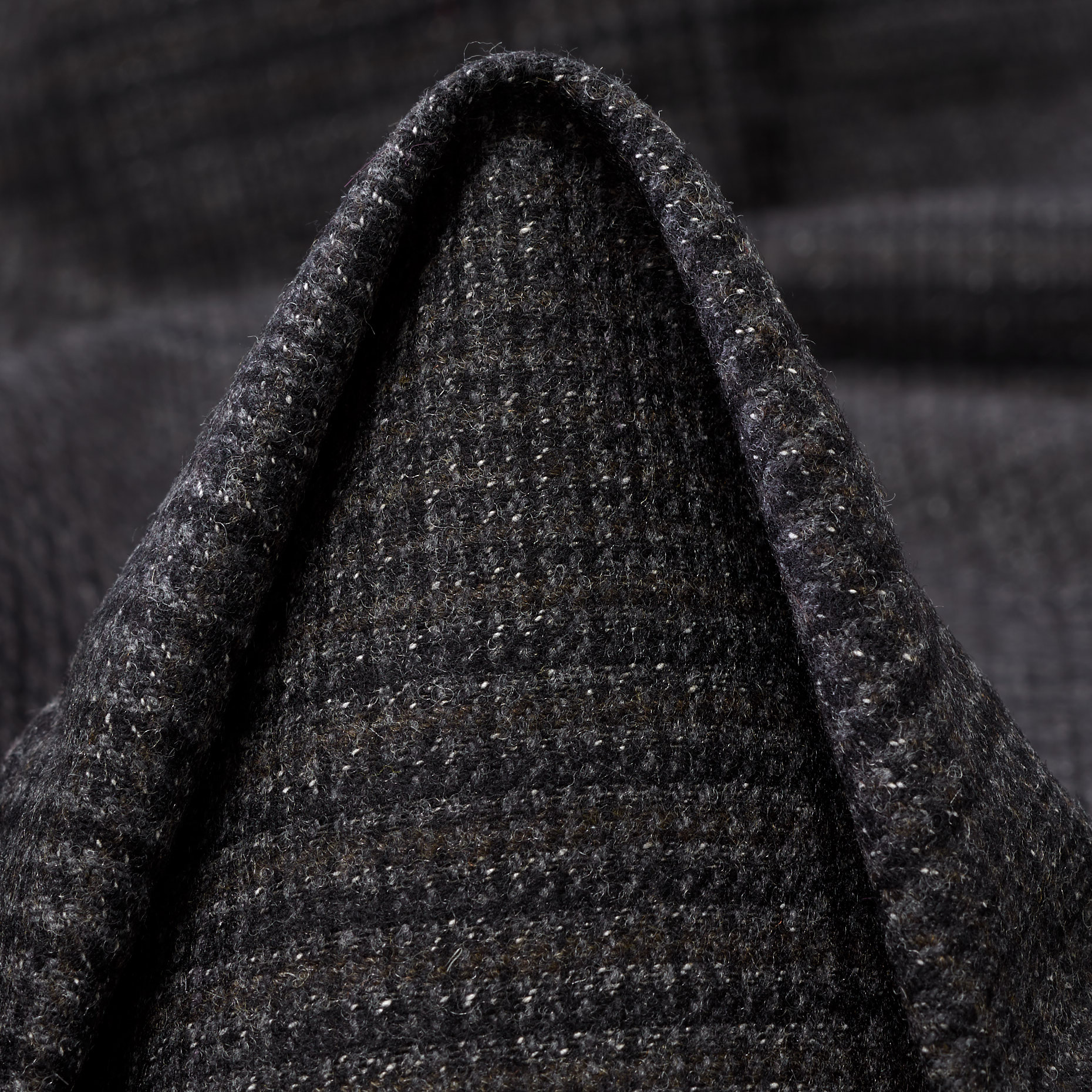 CARDED WOOL, COTTON BLEND, CHECK, BLACK SAND&COVERT GREEN (F000044898)