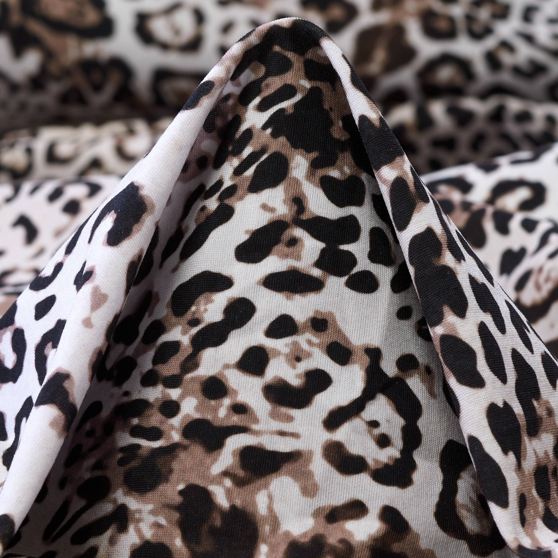 Techno Jersey, Animalier, Alta Elasticità, Snow White&Black Olive (F000041446)