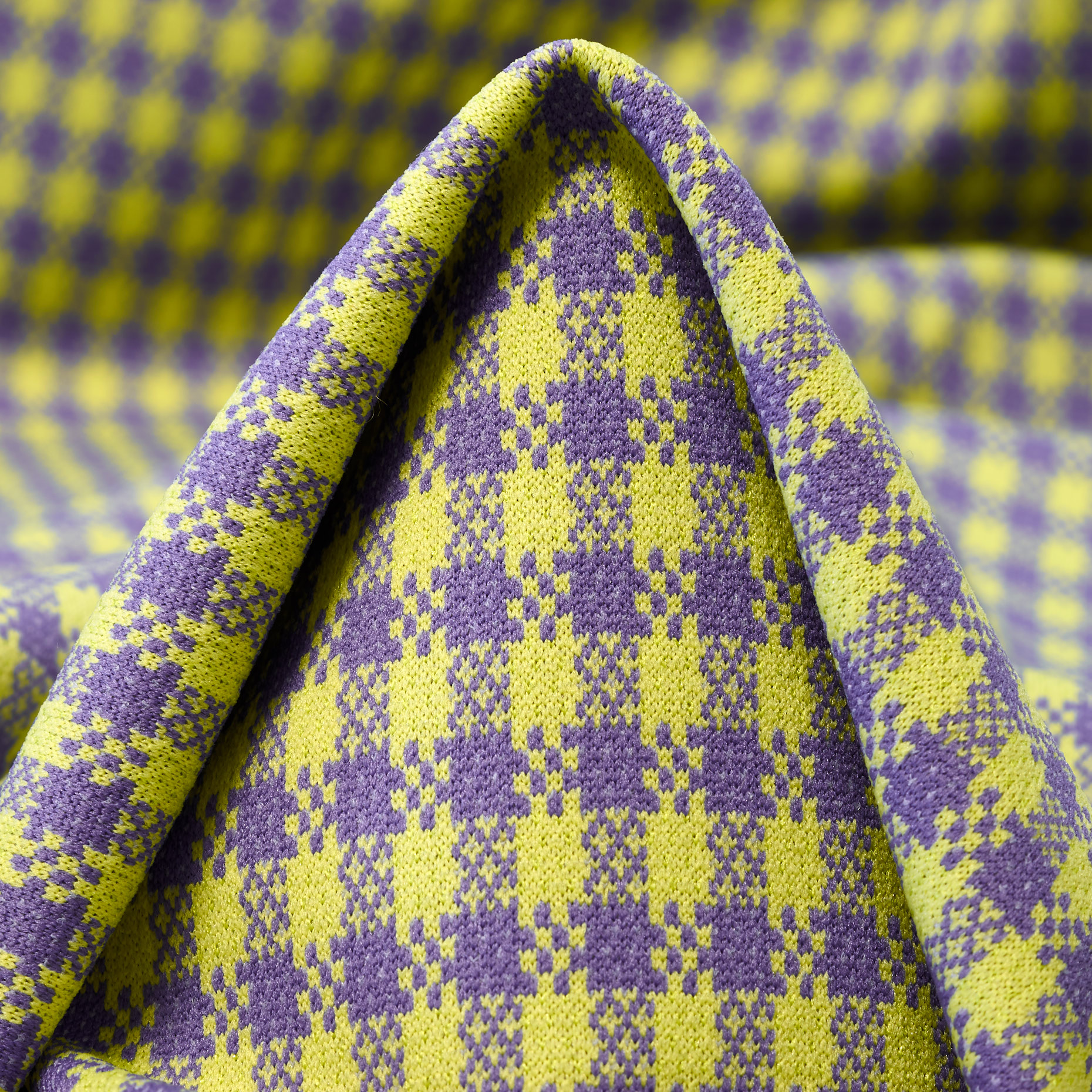 JACQUARD, JERSEY, HOUNDSTOOTH, LIME GREEN&PALE IRIS (F000043863)