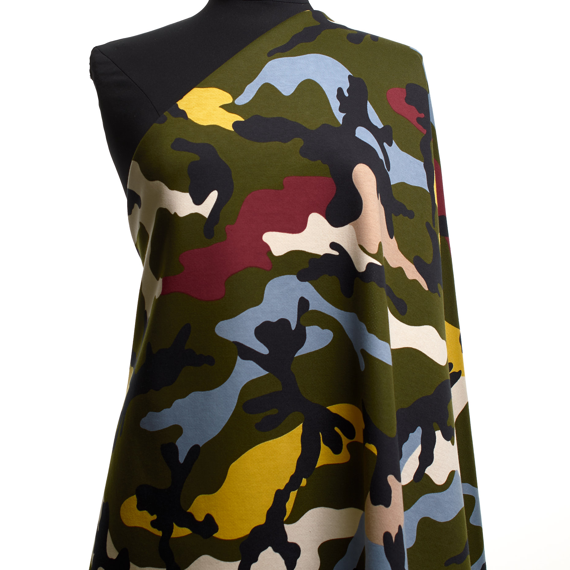 Трикотаж, Хлопок, Камуфляж, Canary Bird&Merlot (F000038200) - Манекен