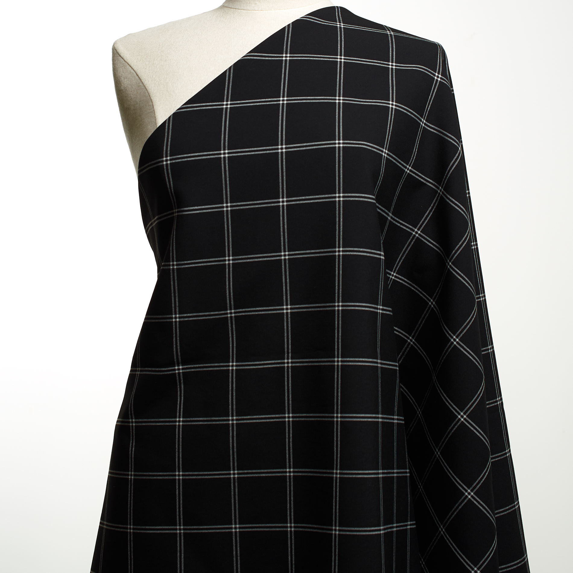 Смесовая Вискоза, Клетка, Стрейч, Raven Black&Brilliant White (F000033571) - Манекен
