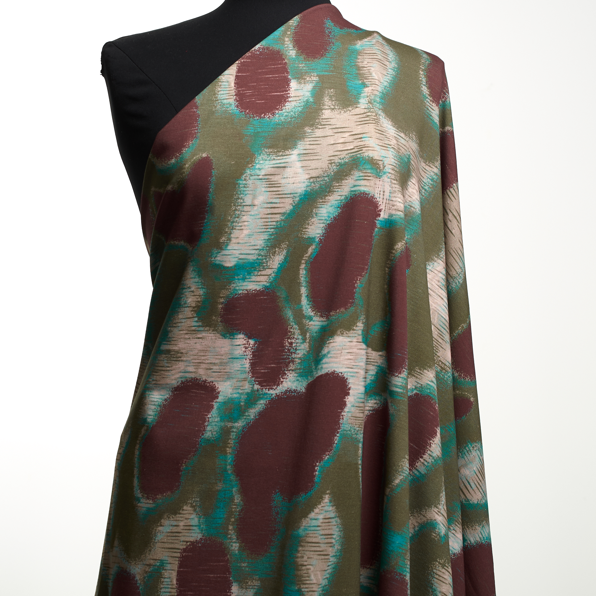 Single Jersey, Viskose, Bedruckt, Merlot&Sage (F000031906) - Schaufensterpuppe