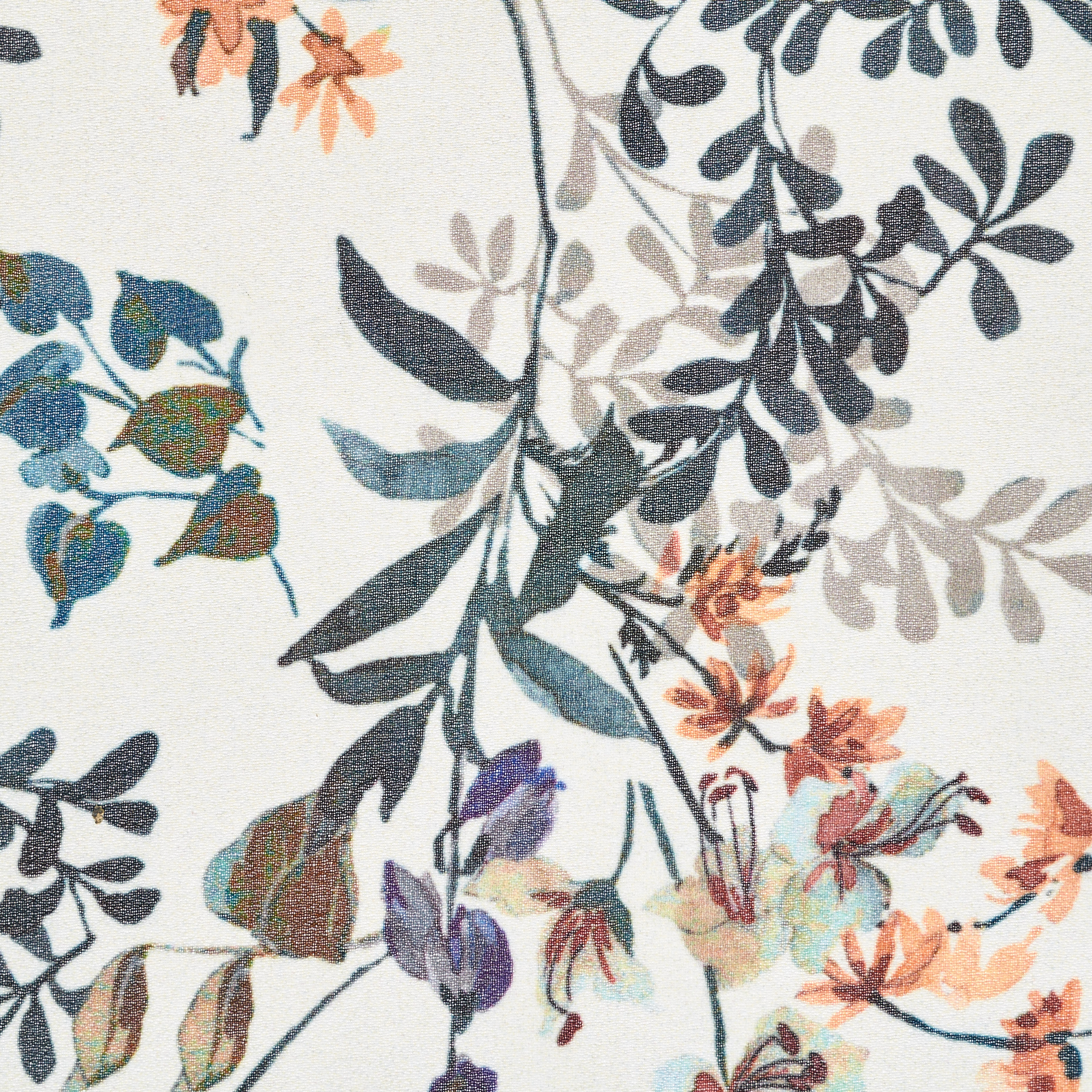 Chiffon, Misto Cotone, Floreale, Misty Blue&Sea Moss (F000031196) - Trama