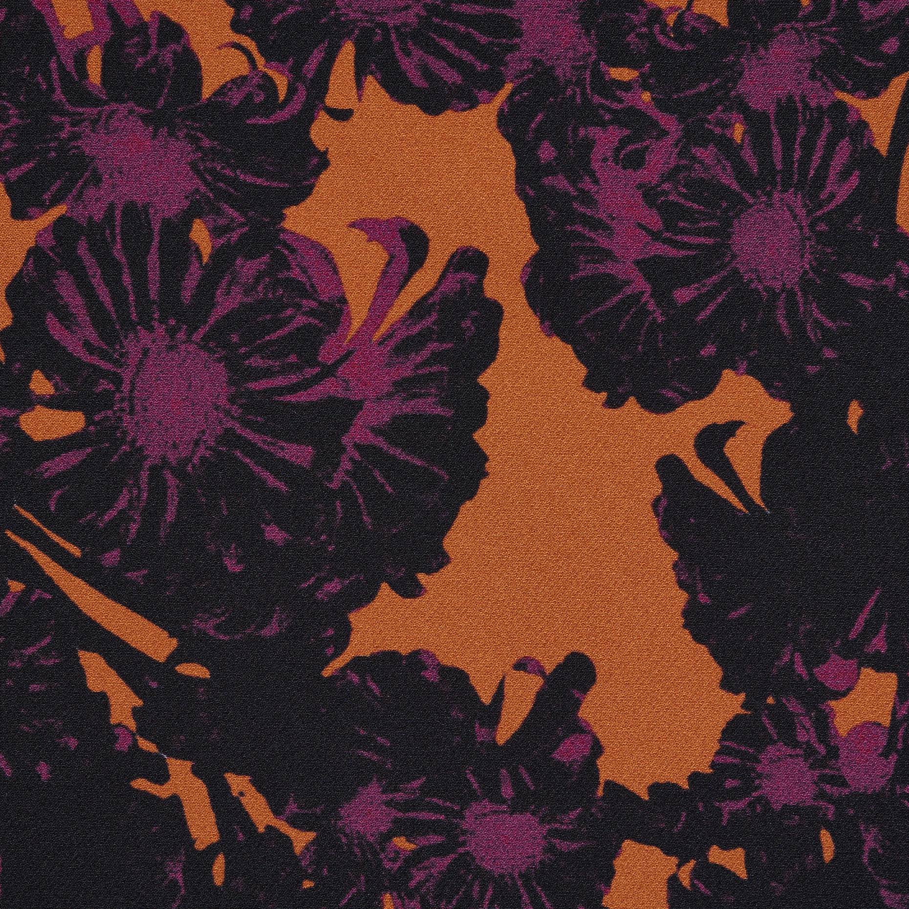 Техно Стрейч, Принт, Цветы, Burnt Orange&Ultra Violet (F000043884) - Ткань
