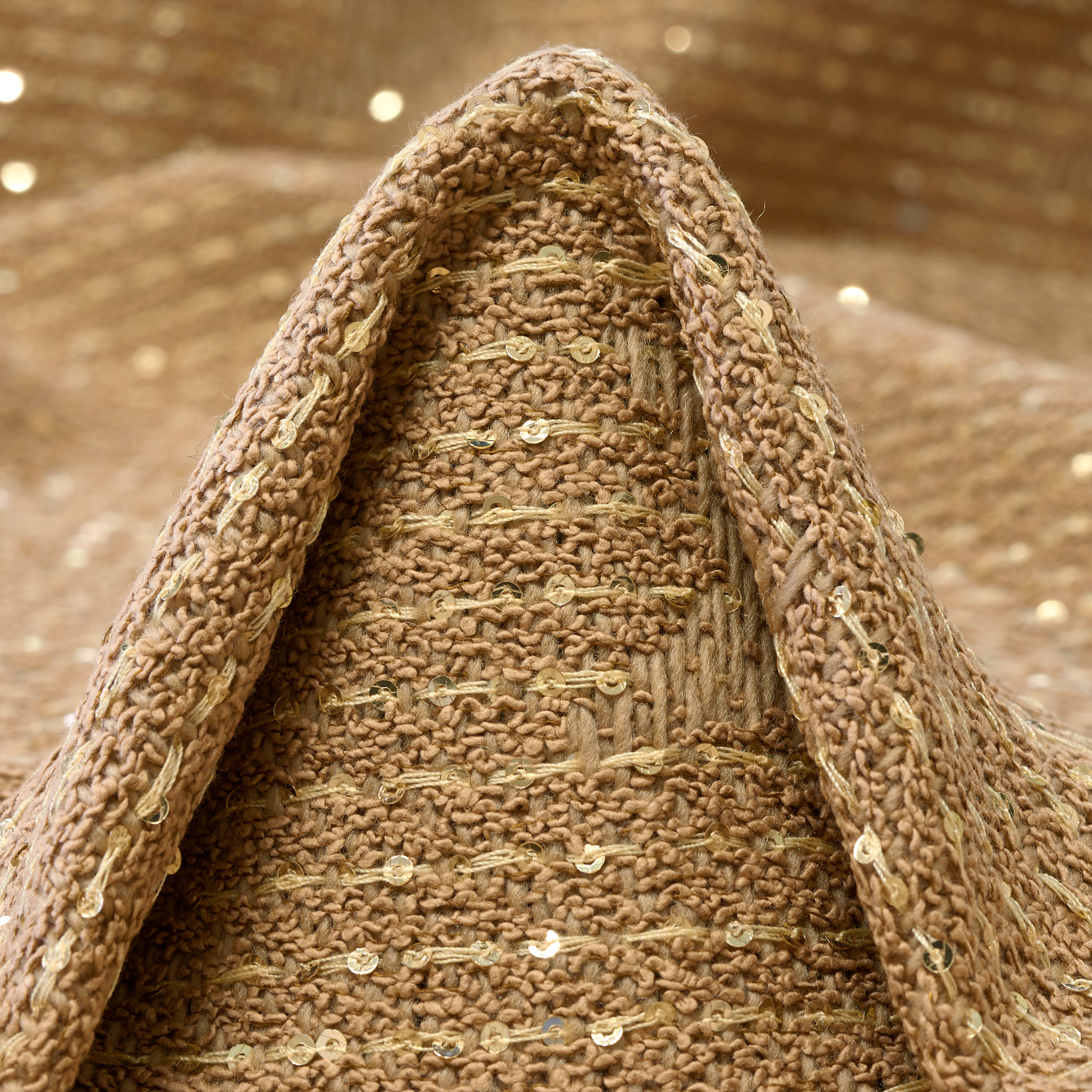 VIRGIN WOOL, COTTON BLEND, SEQUIN, TAOS TAUPE (F000047193)