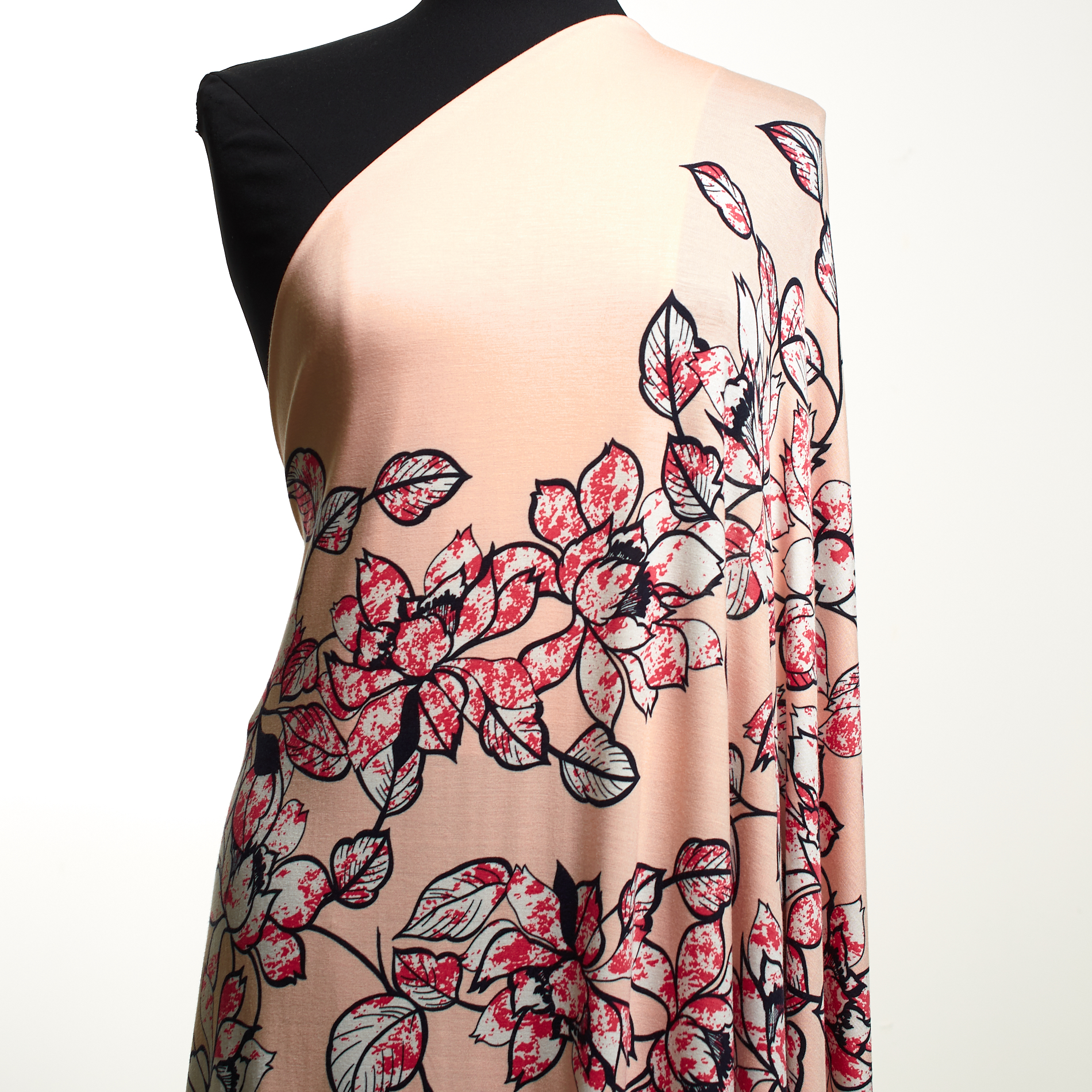 Single Jersey, Viscosa, Floreale, Strawberry Ice Cream (F000032468) - Manichino