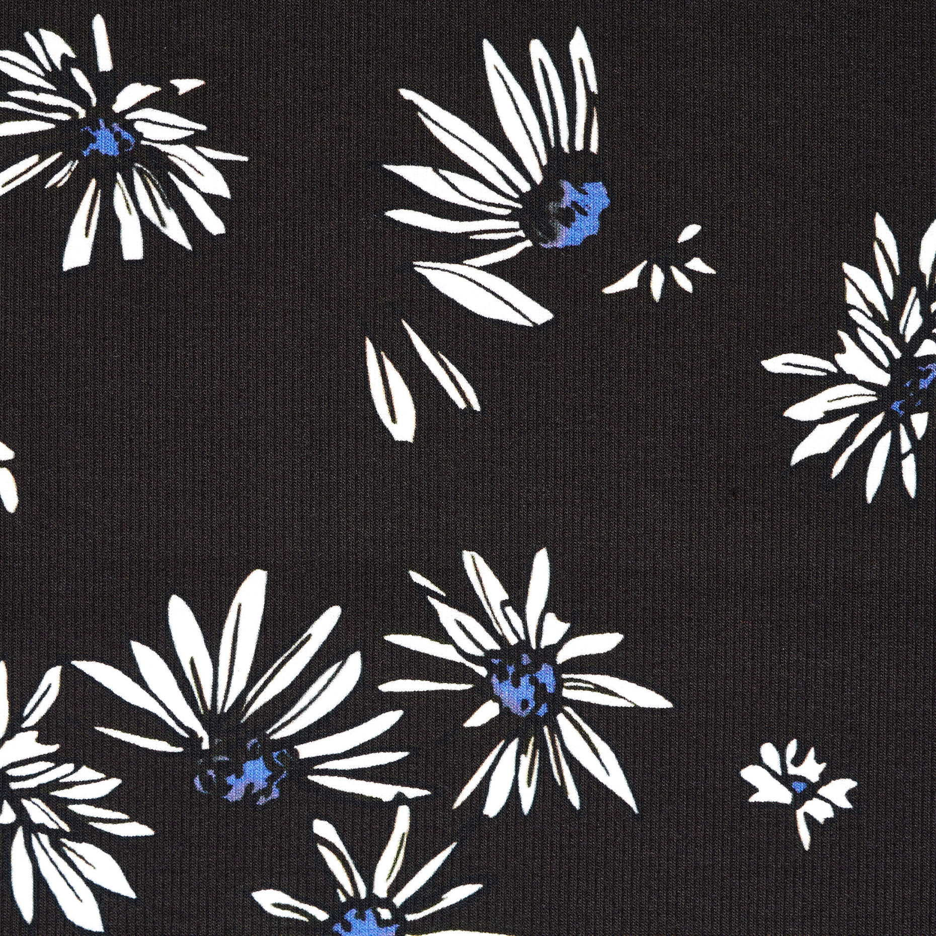 Rippjersey, Baumwolle, Bedruckt, Jet Black&Snow White (F000046814) - Gewebe