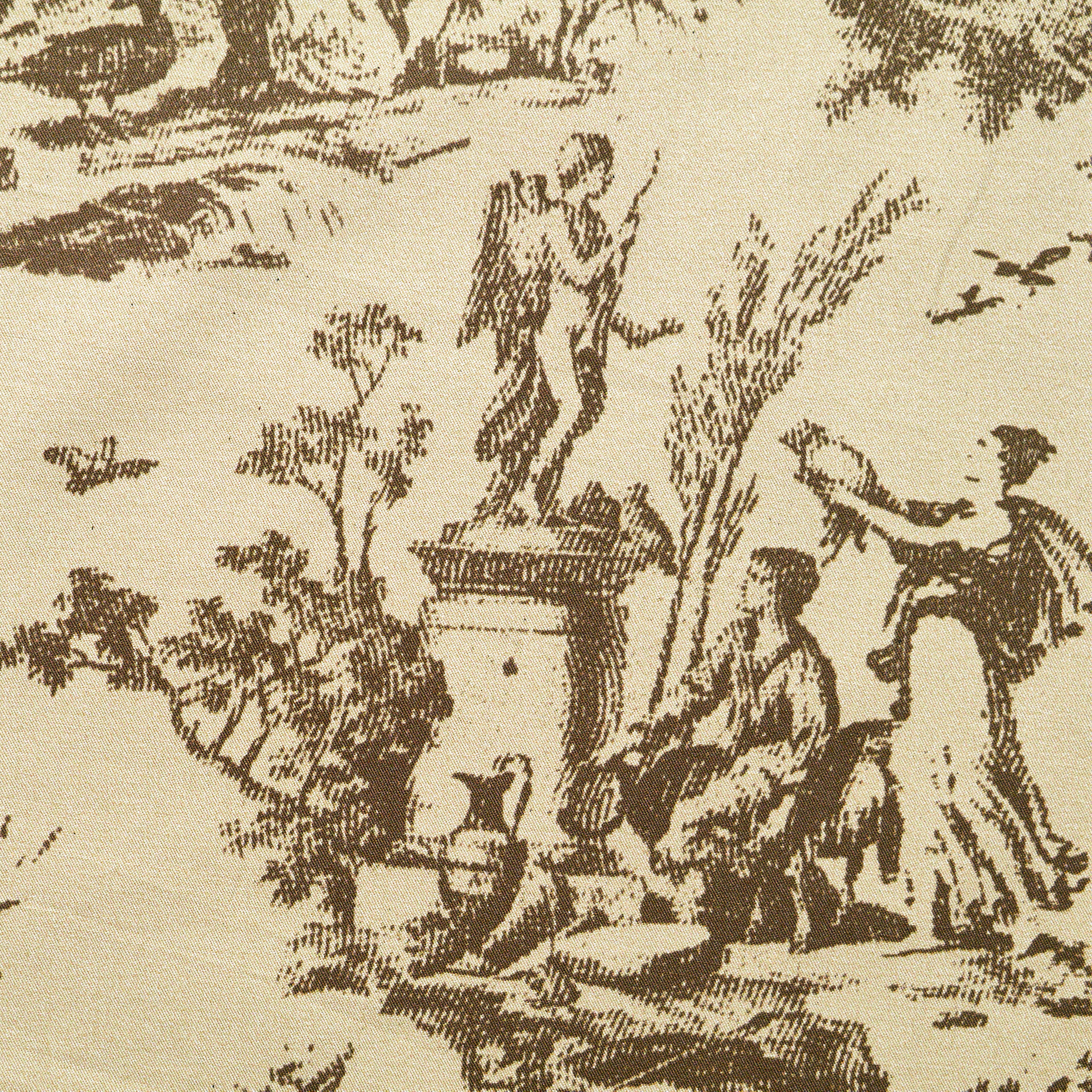 POPLIN, COTTON, TOILE DE JOUY, ANTIQUE WHITE&GREIGE (T0000713) - Texture