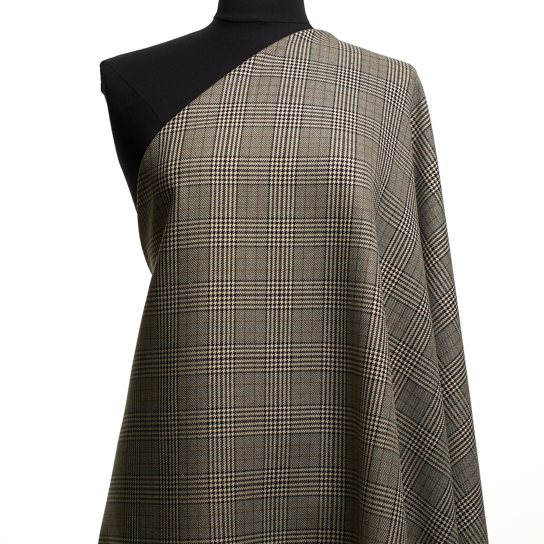 VIRGIN WOOL, CHECK, ANTIQUE WHITE&SEAL BROWN (F000047686) - Mannequin