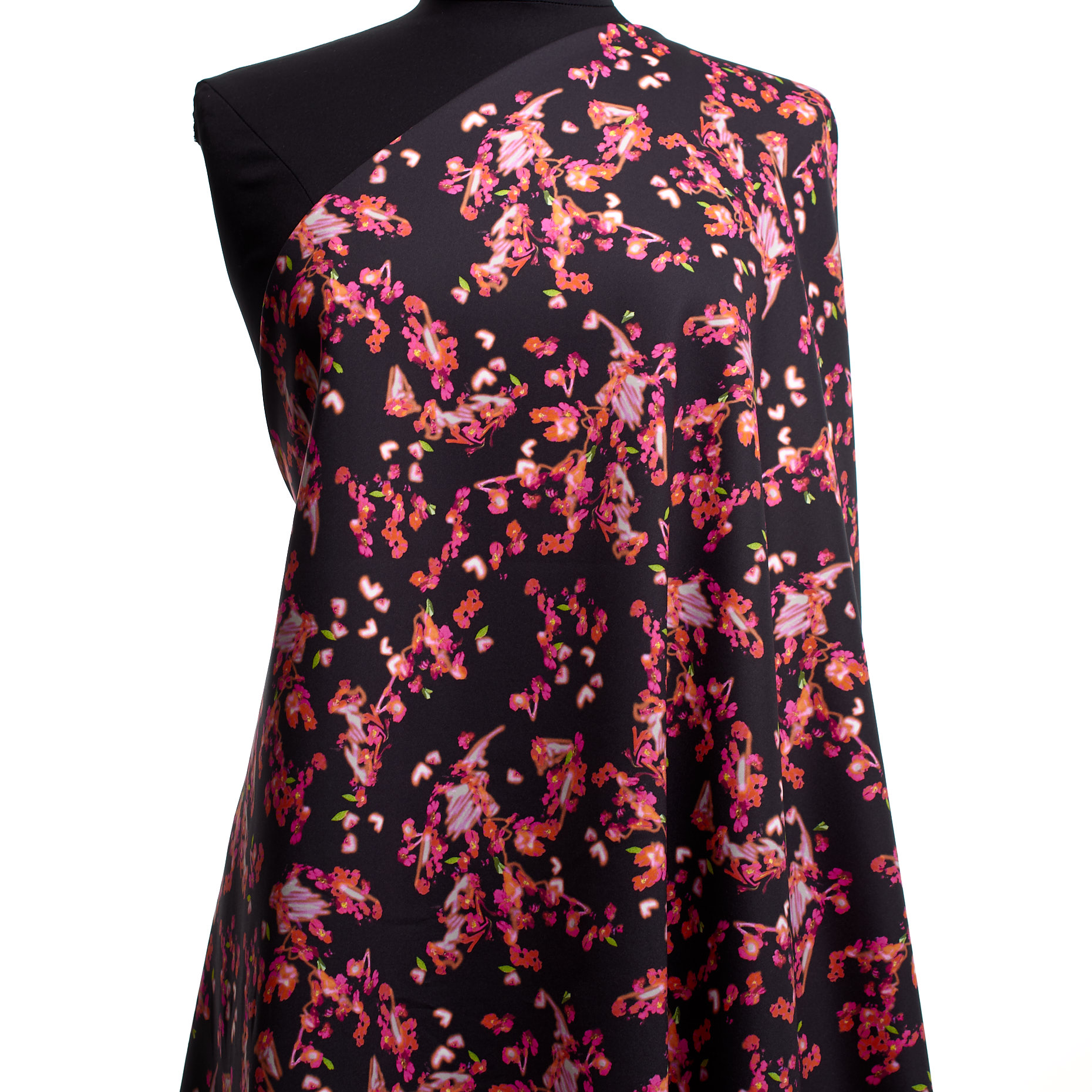 TECHNO JERSEY, POLYAMID, PRINTED, NEON PINK&RAVEN BLACK (F000042853) - Mannequin