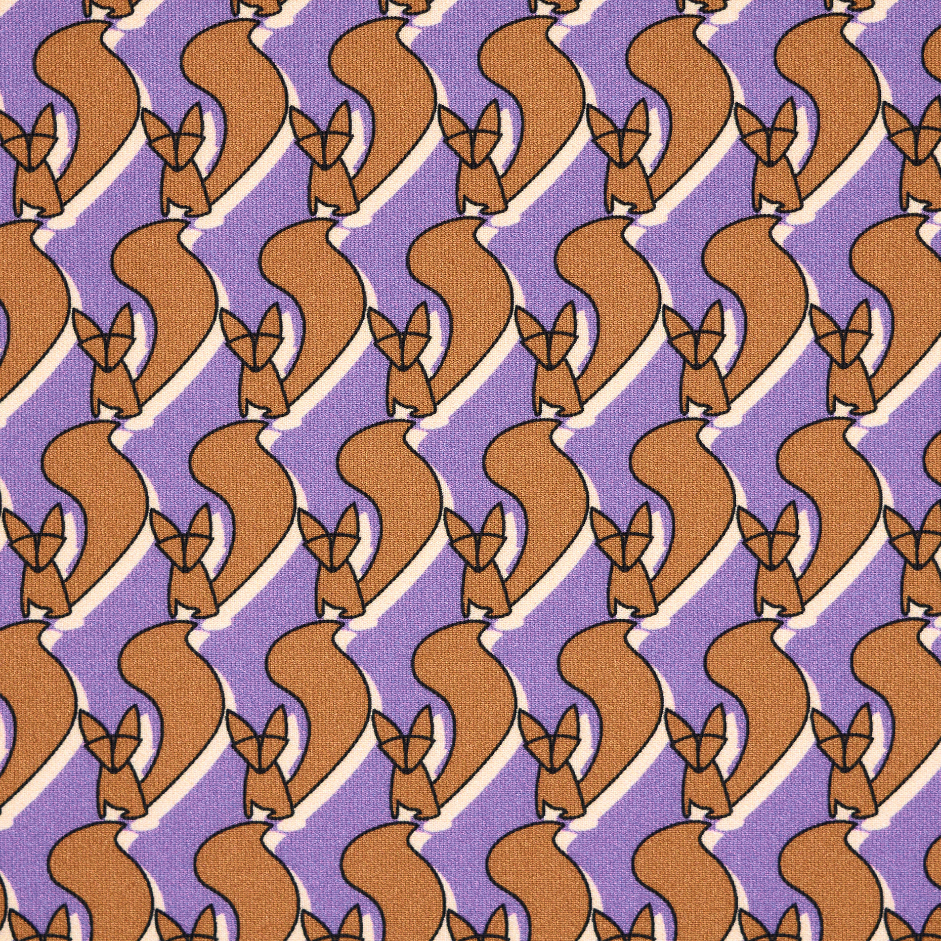 Techno Jersey, Drukowane, Wysoka elastyczność, Paisley Purple&Tobacco Brown (F000047139) - Tkana