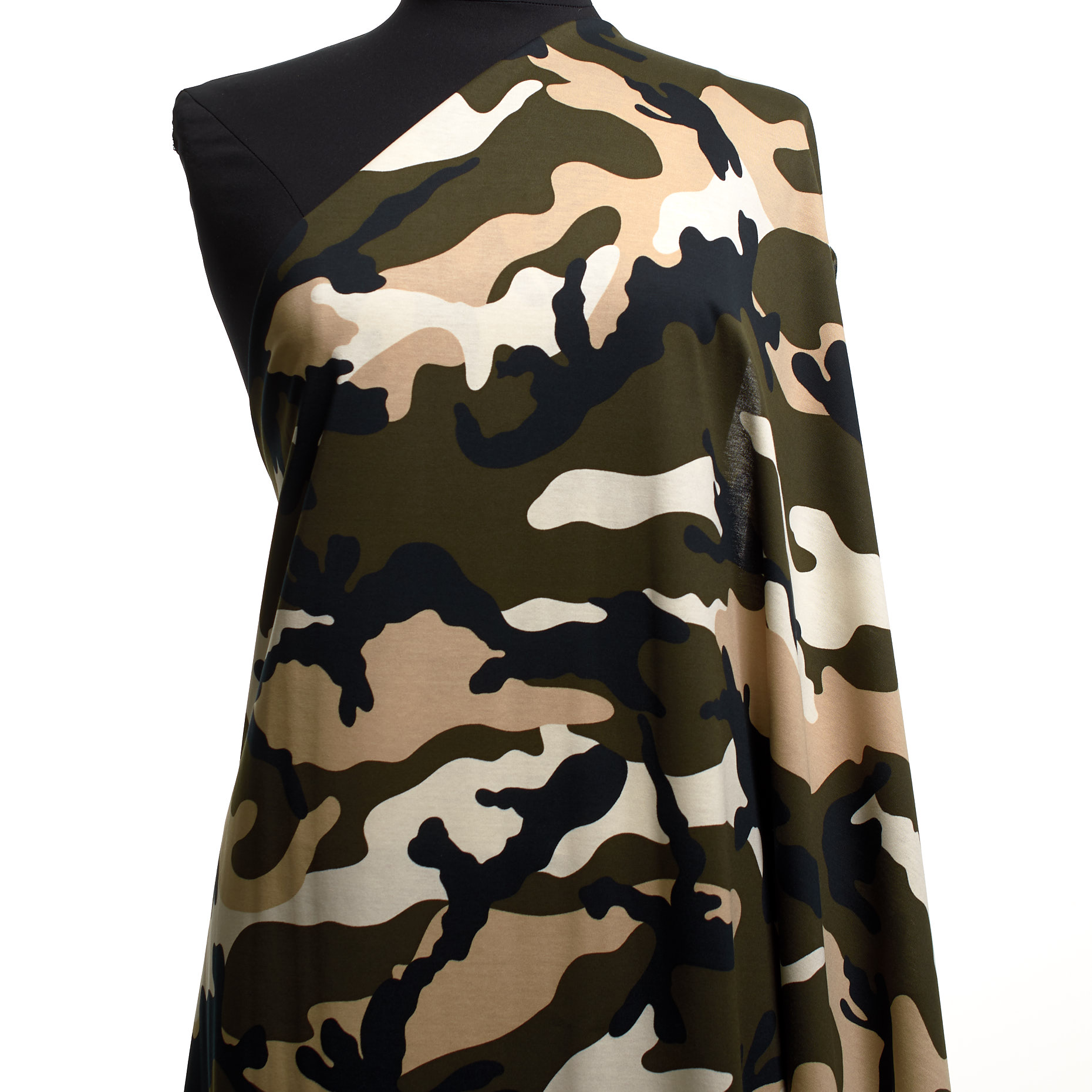 SINGLE JERSEY, COTTON, CAMOUFLAGE, ALMOND&SNOW WHITE (F000036782) - Mannequin