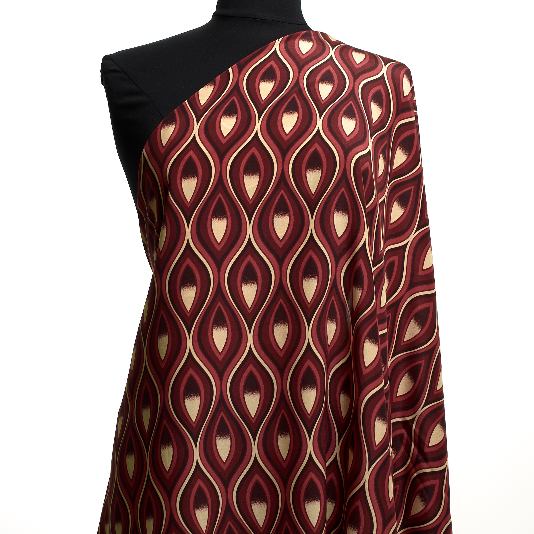 Crêpe, Seta, Stampato, Savvy Red&Raisin (T0000662) - Manichino