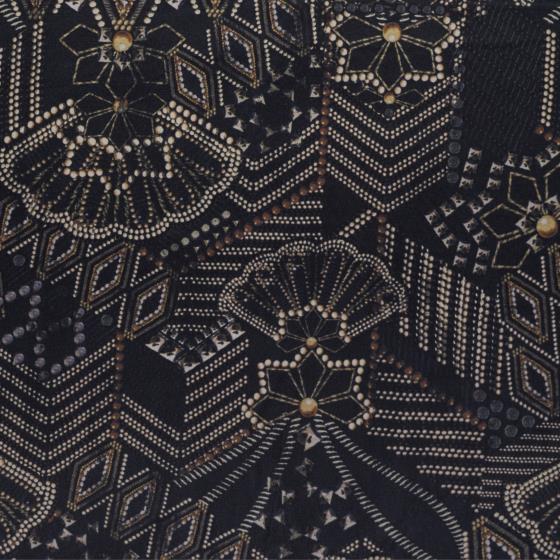 SATIN, PRINTED, JET BLACK&ALMOND MILK (F000029127) - Texture