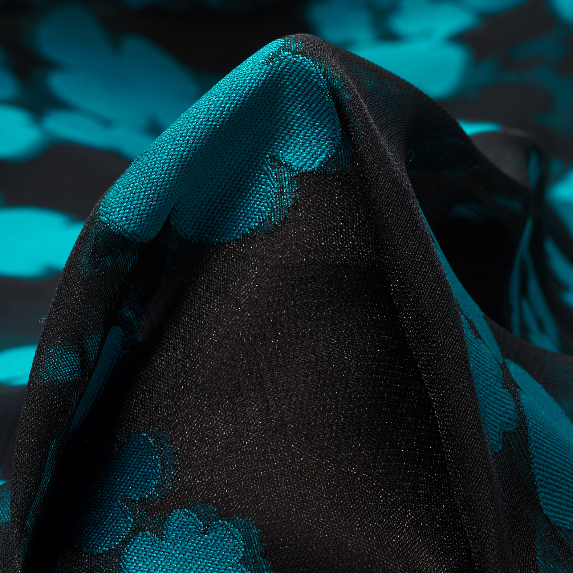 JACQUARD, ORGANZA, FLORAL, TEAL (F000037535)