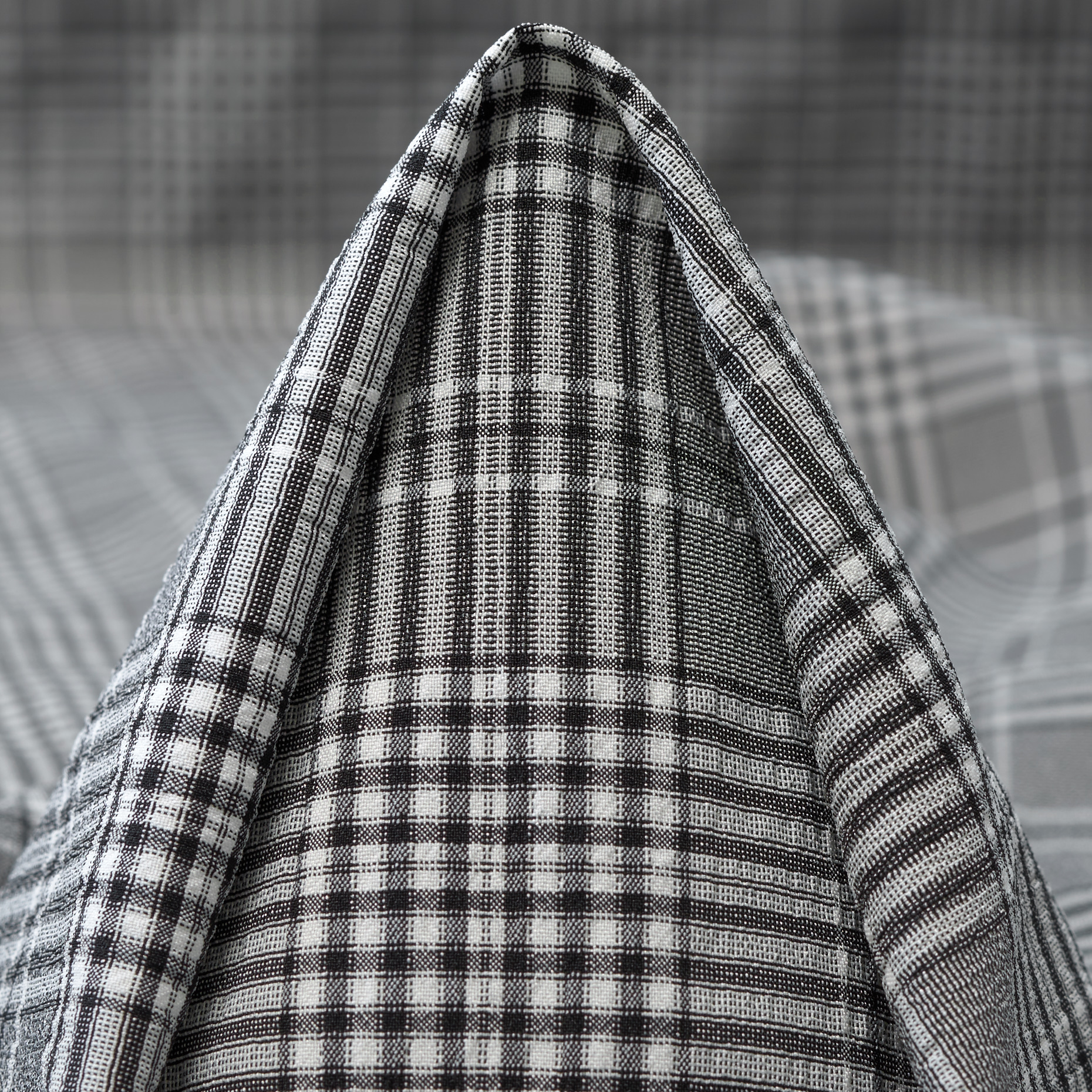 CRÊPE, CHECK, JET BLACK&SNOW WHITE