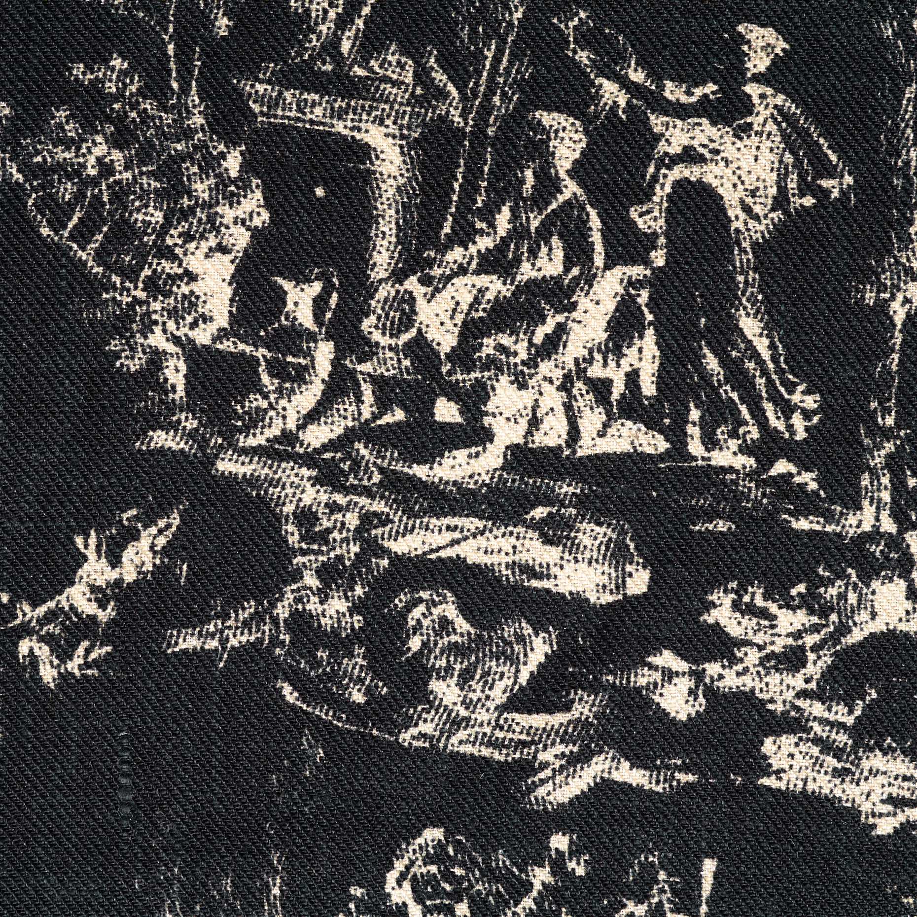 TWILL, LINEN, TOILE DE JOUY, ANTIQUE WHITE&JET BLACK (T0000718) - Texture