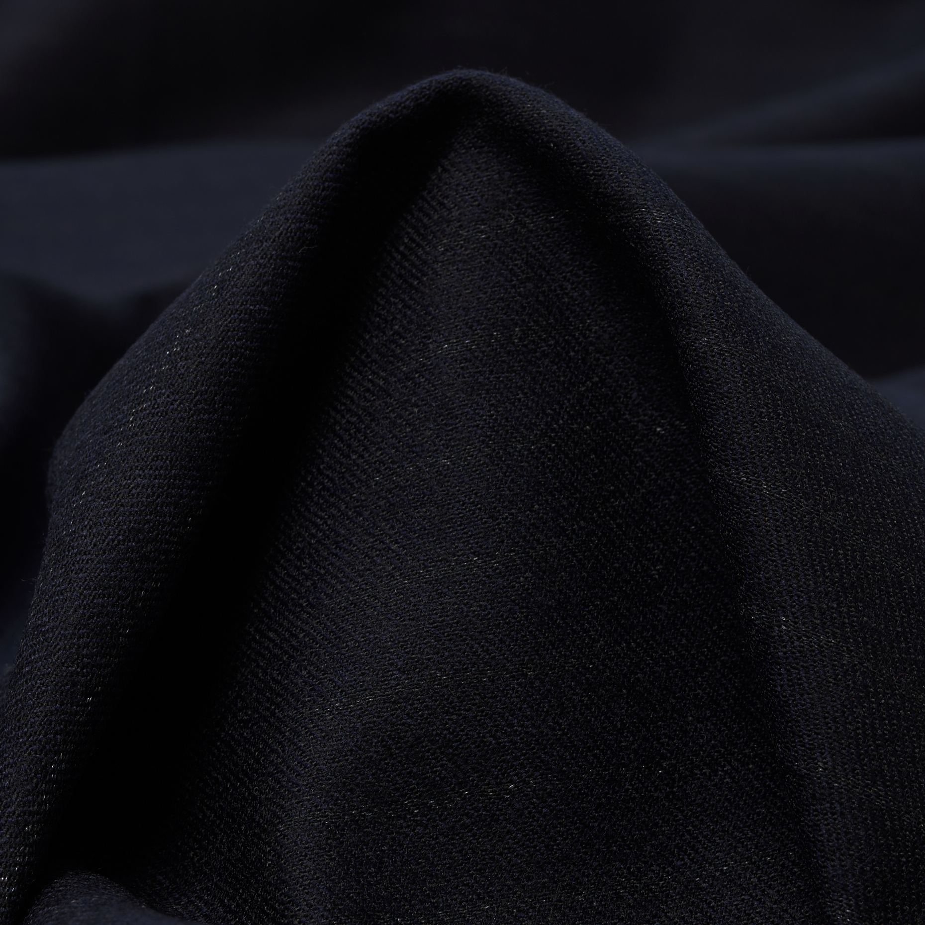 FINE WOOL, COTTON, PINSTRIPES, MIDNIGHT BLUE (F000033799)