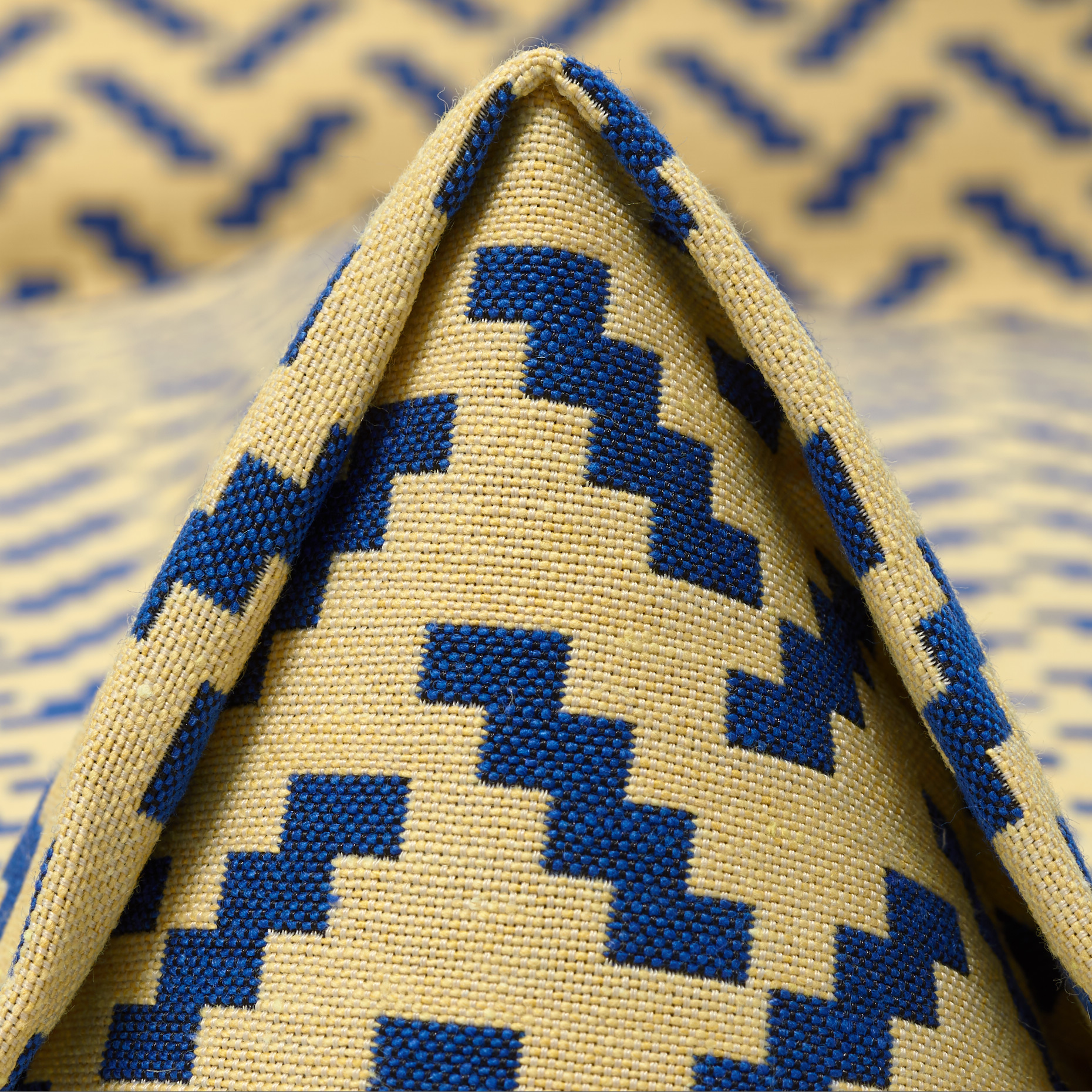 Jacquard, Baumwolle, Geometrisches Design, Biscotti&Strong Blue (P000004290)