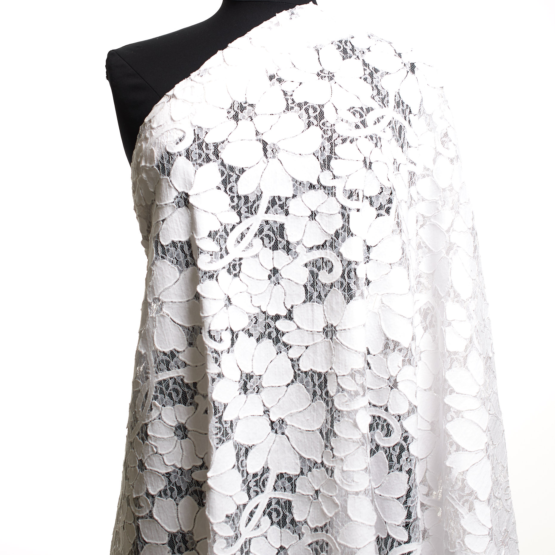 Koronka, Haftowane, Kwiatowy, Brilliant White (F000037544) - Manekin