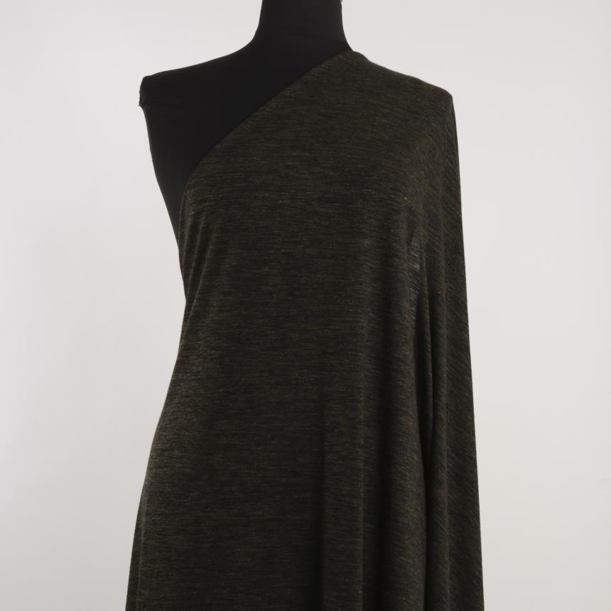 SINGLE JERSEY, WOOL, MELANGE, BLACK OLIVE (F000030563) - Mannequin