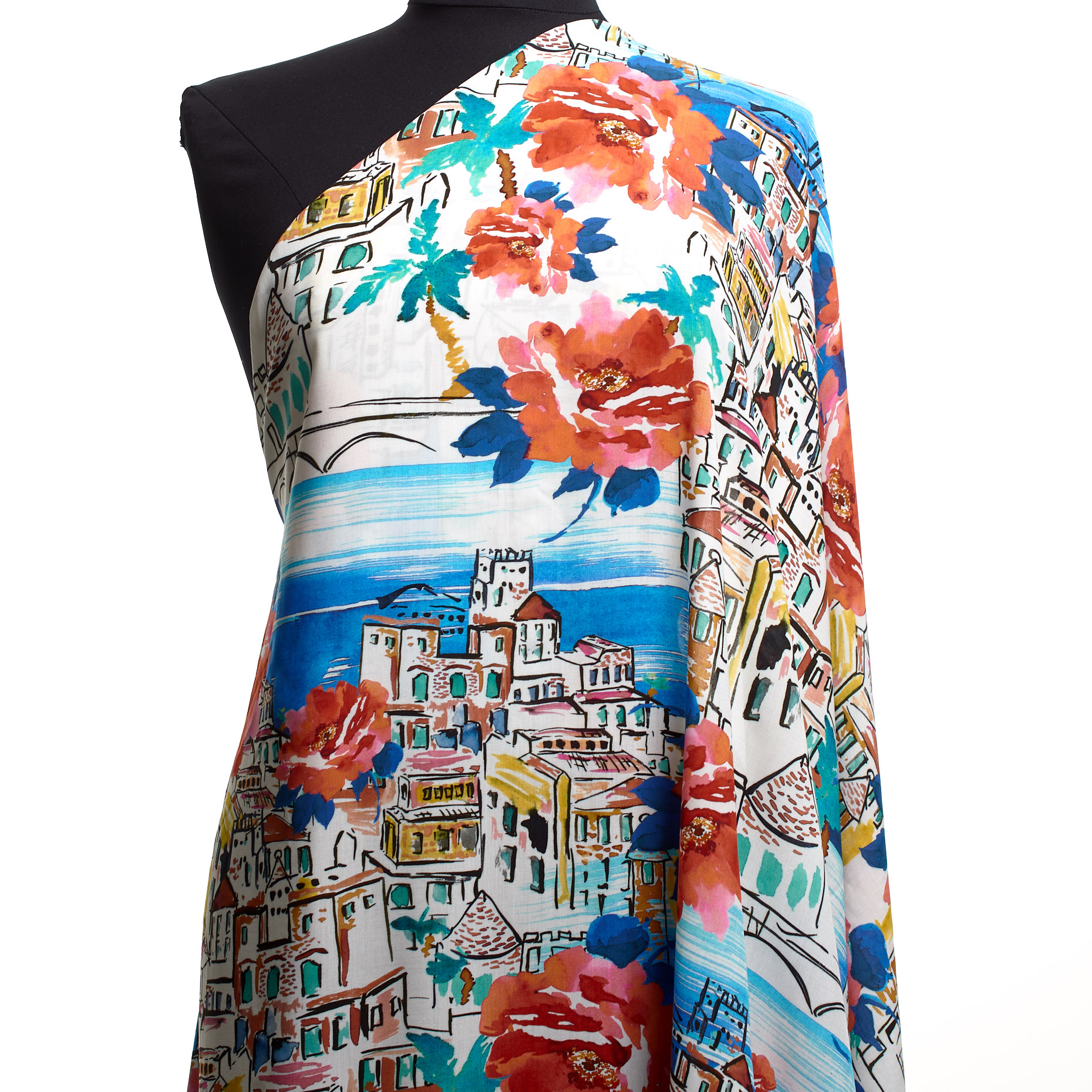 VISCOSE, PRINTED, MEDITERRANEAN BLUE&COLOR MIX (F000040189) - Mannequin