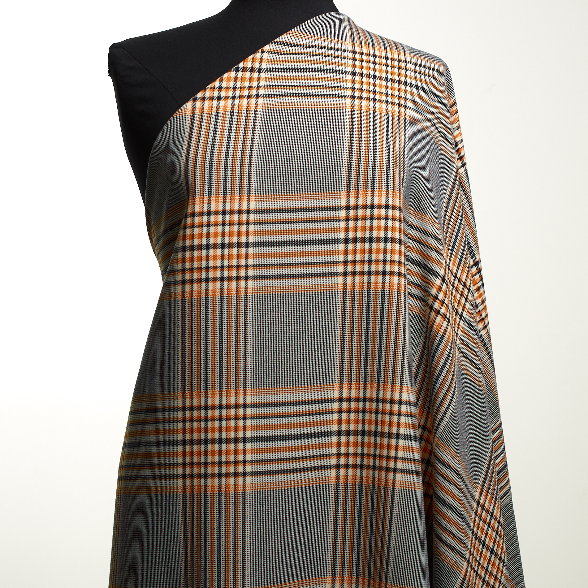 VISCOSE BLEND, CHECK, ORANGE OCHRE (F000034632) - Mannequin