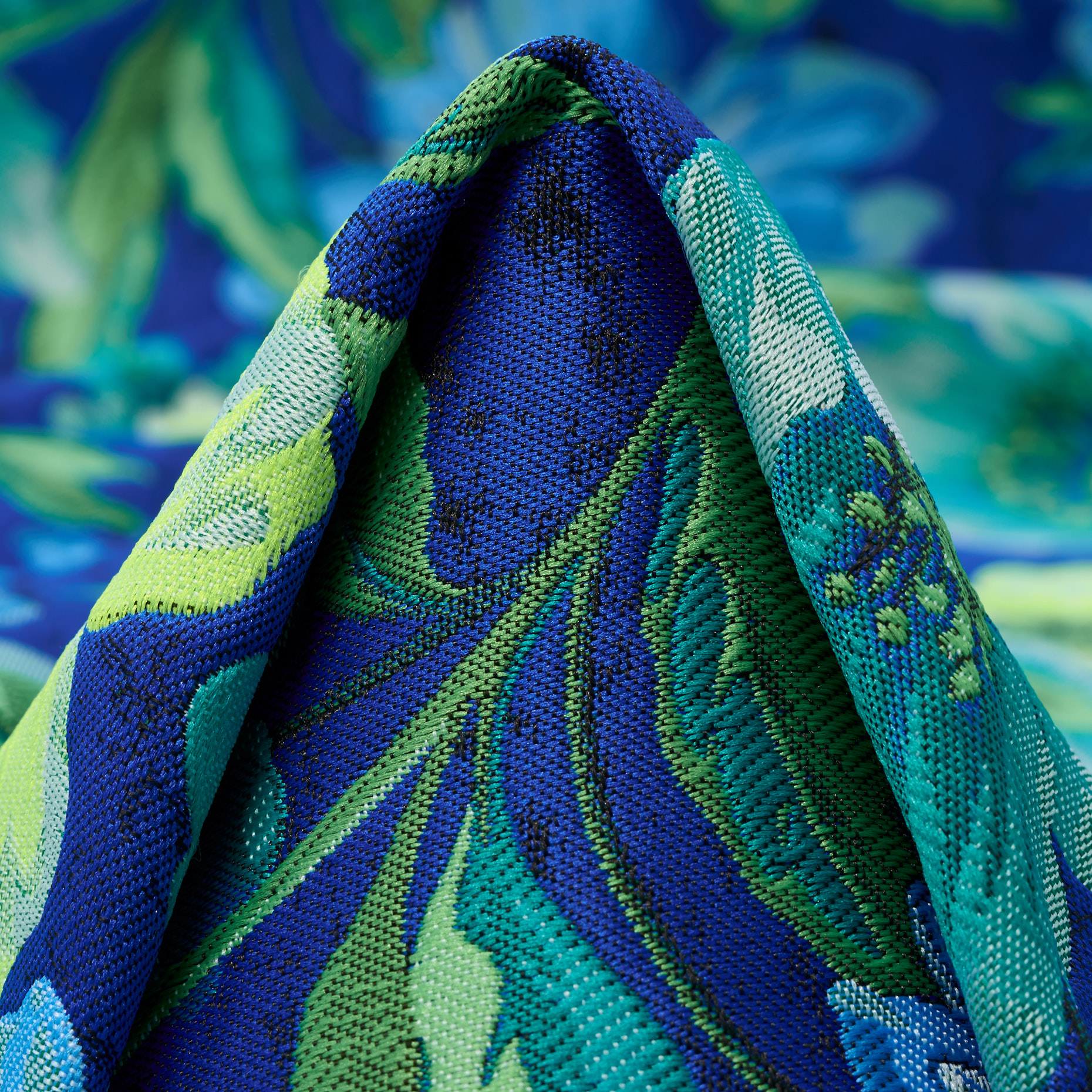 Jacquard, Double, Floral, Lapis Blue&Grass Green (P000002640)