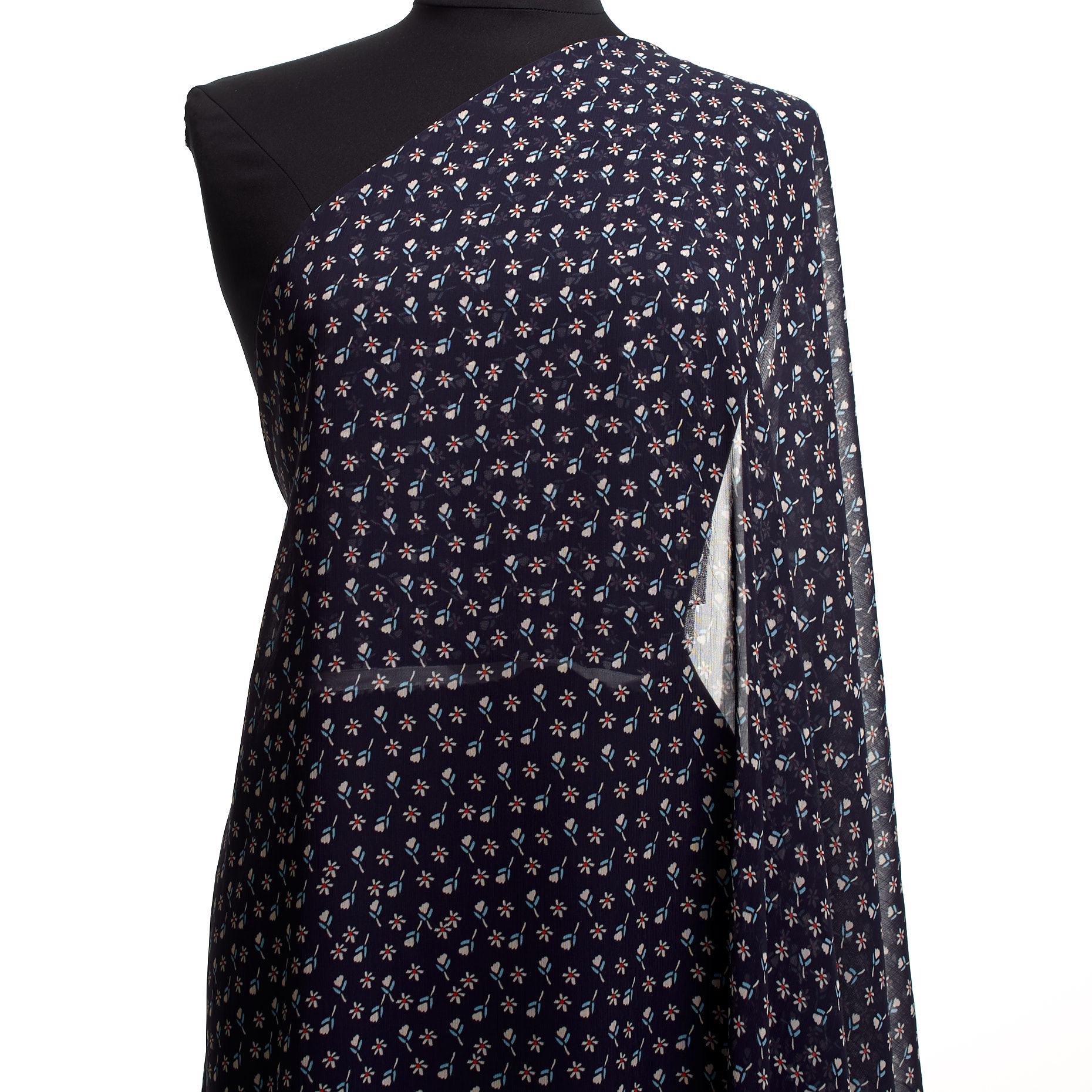 CHIFFON, FLORAL, TRANSPARENT, MEDIEVAL BLUE&SNOW WHITE (F000041426) - Mannequin