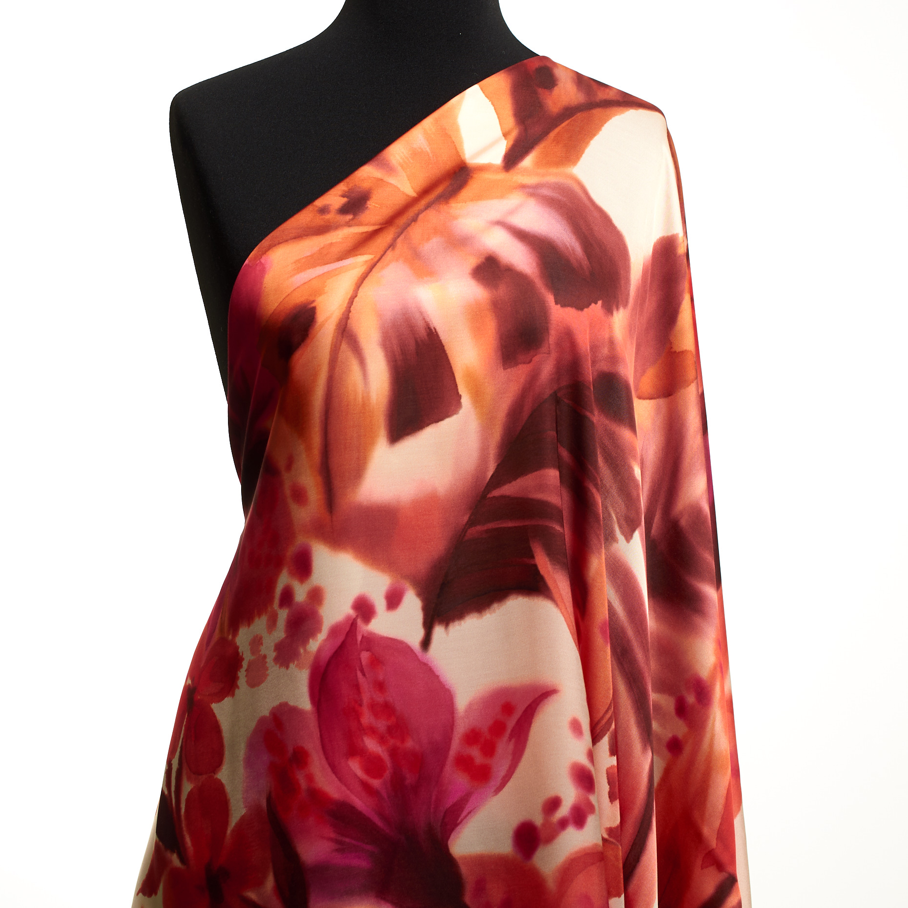 Satin, Viskose, Bedruckt, True Red&Muskmelon (T0000757) - Schaufensterpuppe