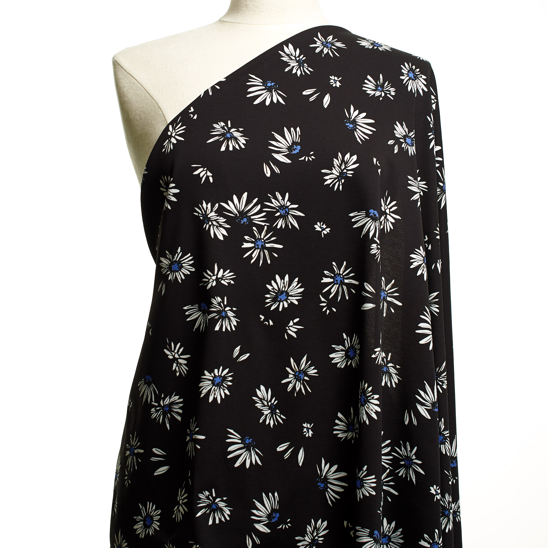 Rippjersey, Baumwolle, Bedruckt, Jet Black&Snow White (F000046814) - Schaufensterpuppe