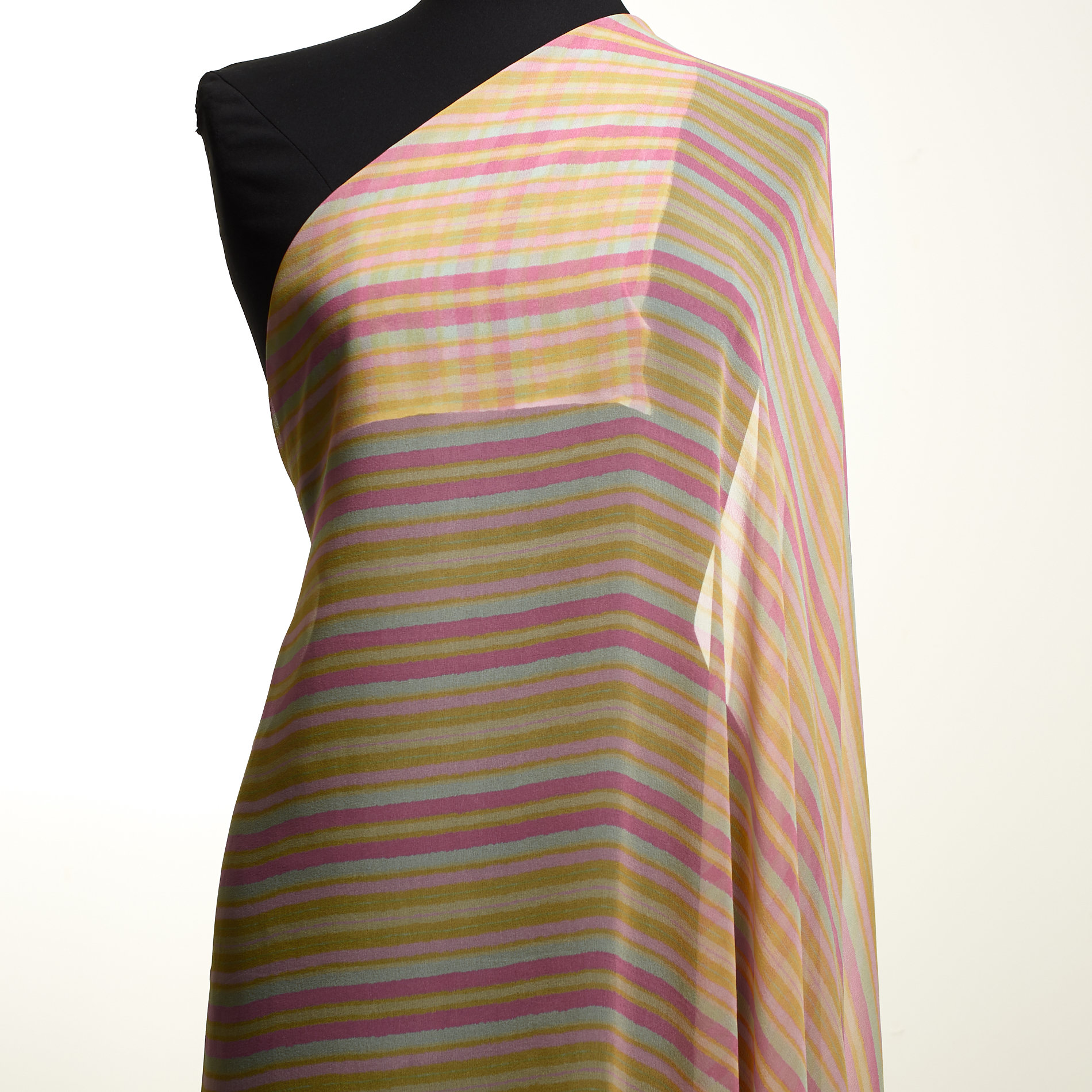 SILK, CRÊPE DE CHINE, STRIPES, MELLOW YELLOW (F0002083) - Mannequin