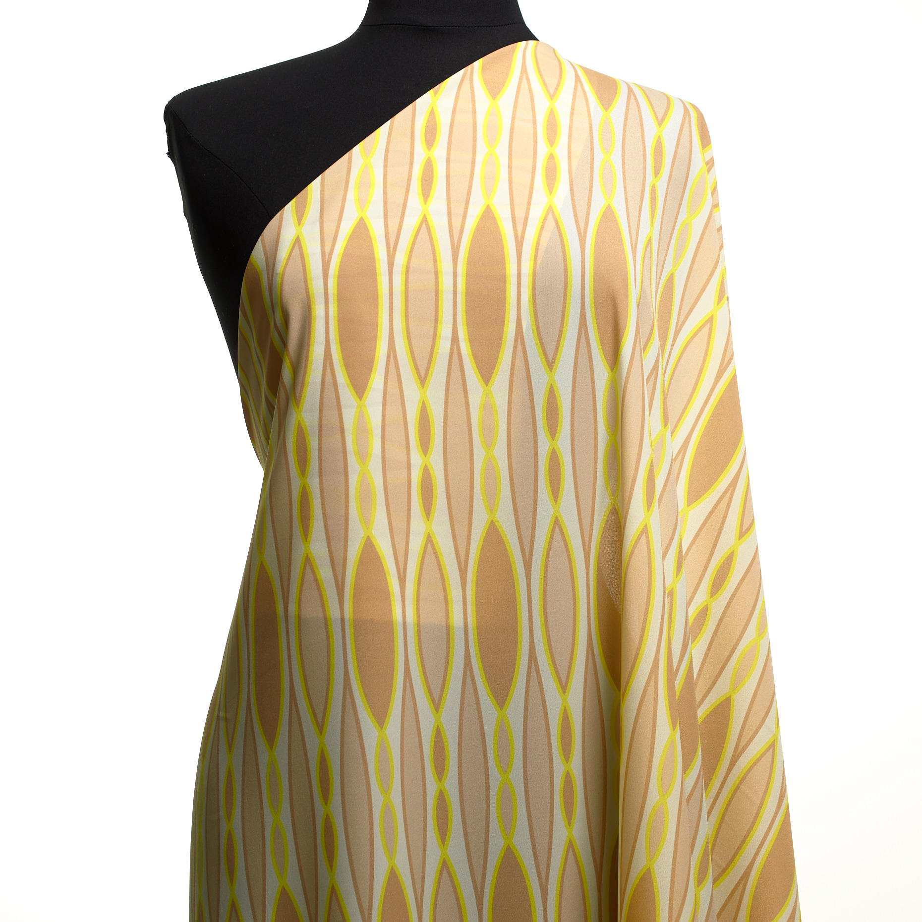 Креп, Принт, Brilliant White&Limelight (F000026730) - Манекен