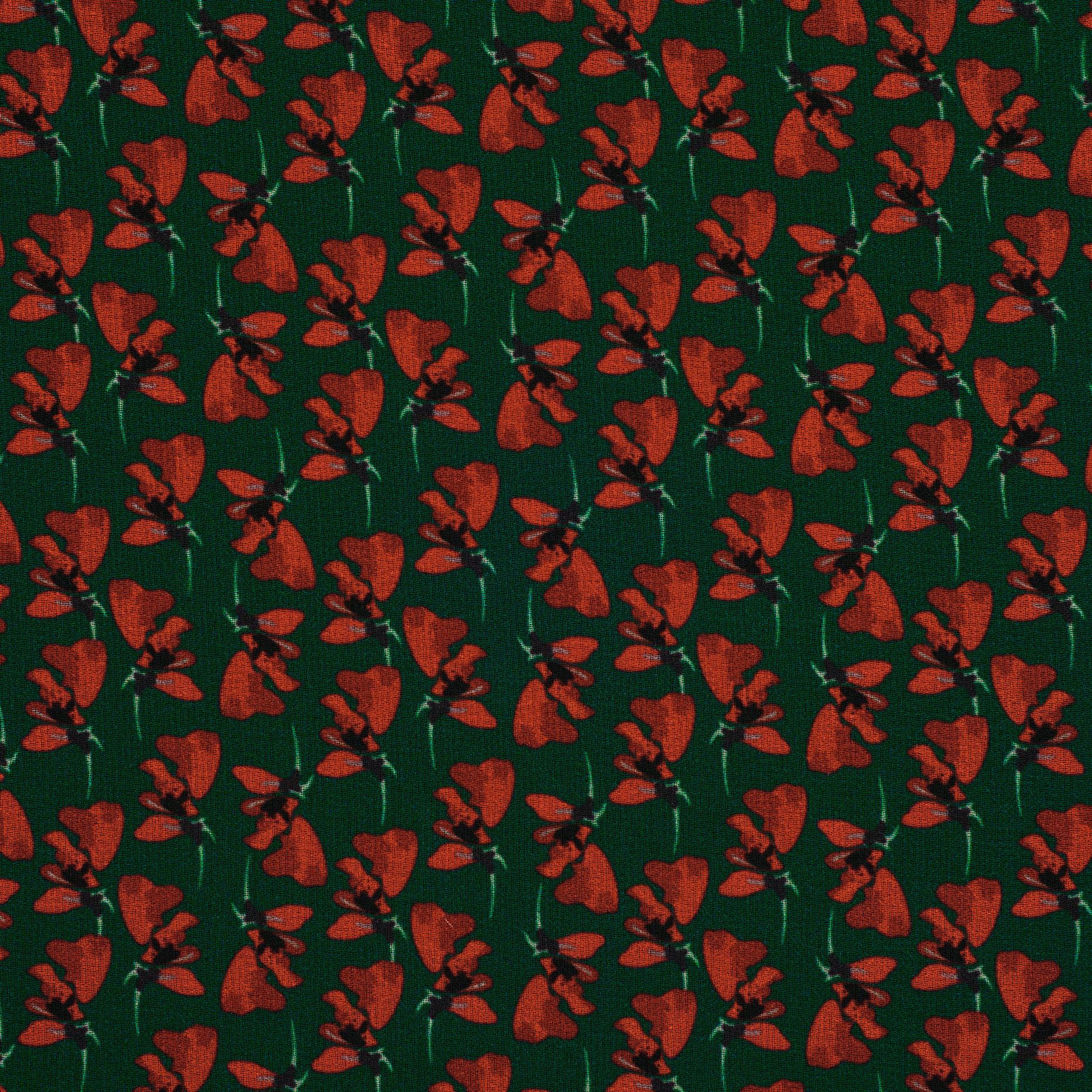 Krepa, Kwiatowy, Przezroczysty, Cherry Tomato&Pacific (F000041249) - Tkana