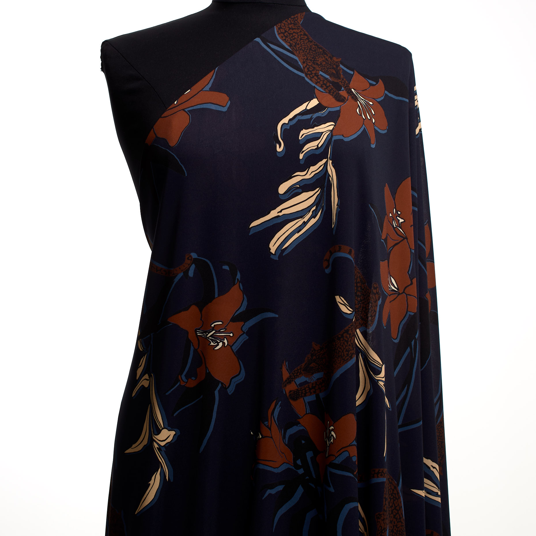 JERSEY, PRINTED, TRANSPARENT, MAROON&MOOD INDIGO (F000042919) - Mannequin