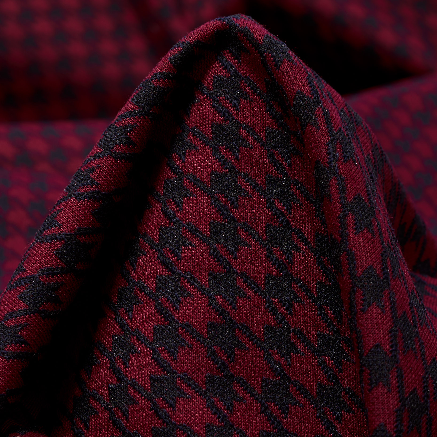 Jersey, Jacquard, Hahnentritt, Carmine Red&Midnight Blue (F000038351)